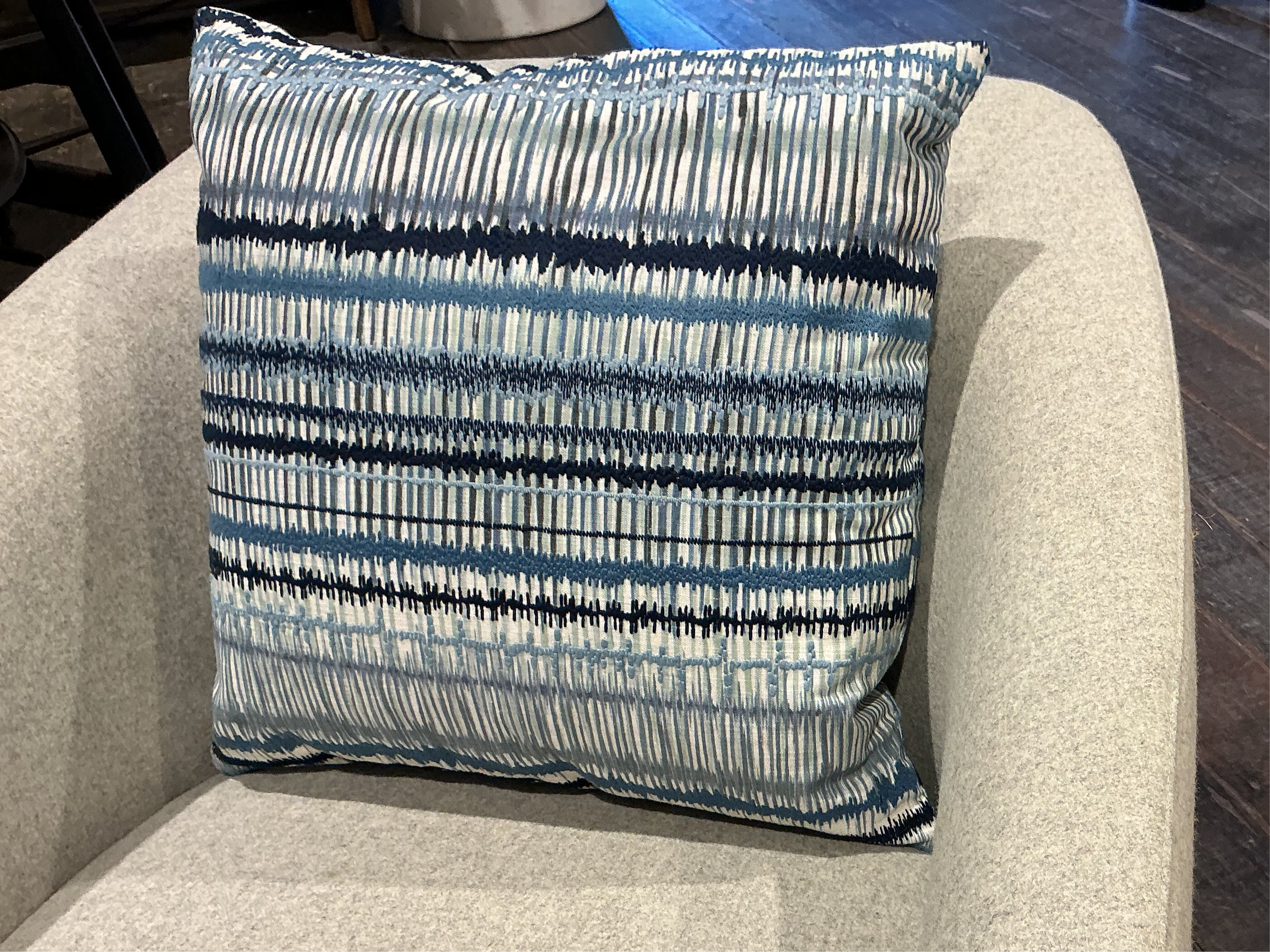 Blue and Green Stripe Patterned Cushion