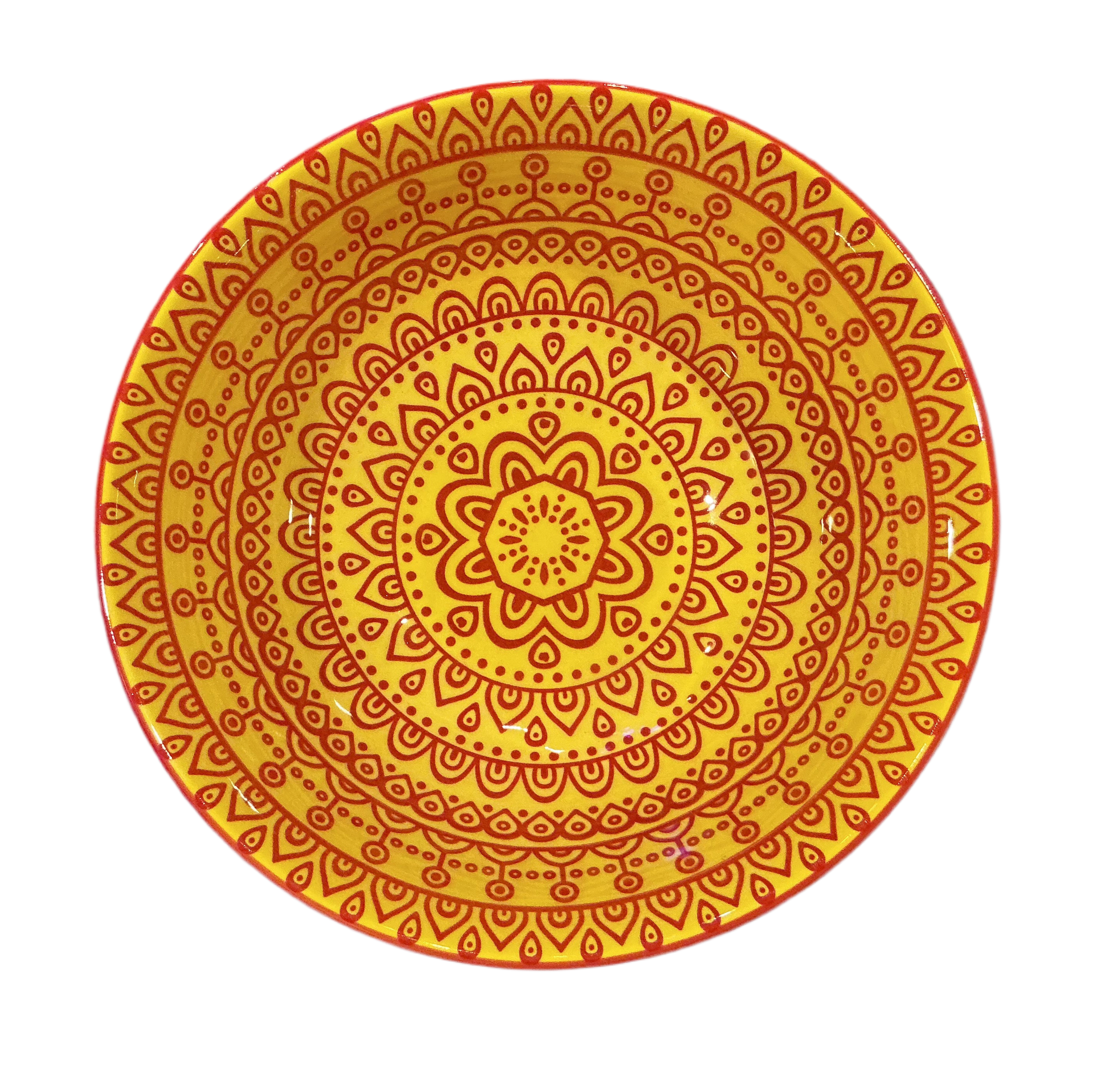 Moroccan Deco Ceramic Bowl (Red and Yellow Patterned)