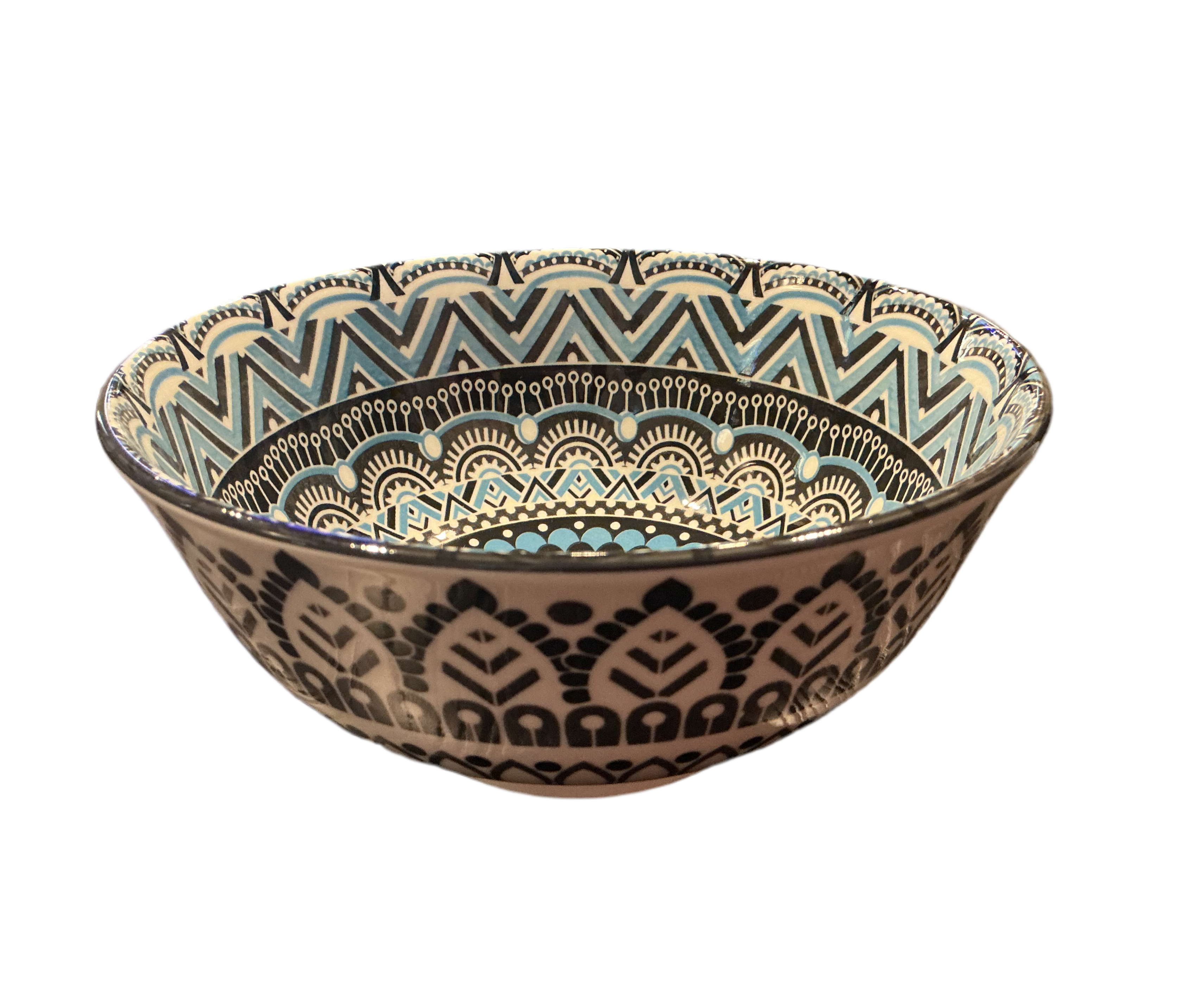 Moroccan Deco Ceramic Bowl (Blue and White Patterned)