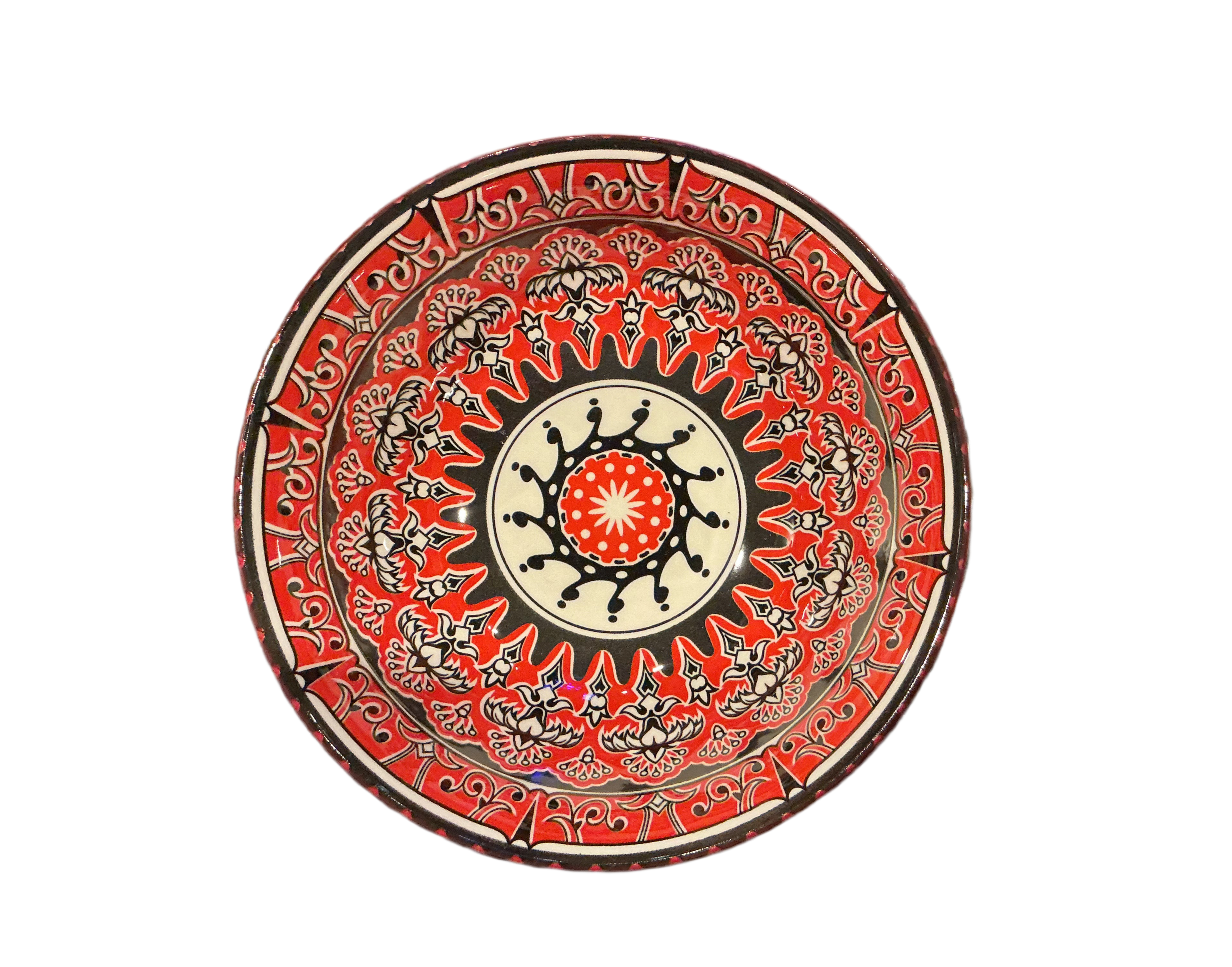 Moroccan Deco Ceramic Bowl (Navy White and Red Patterned)