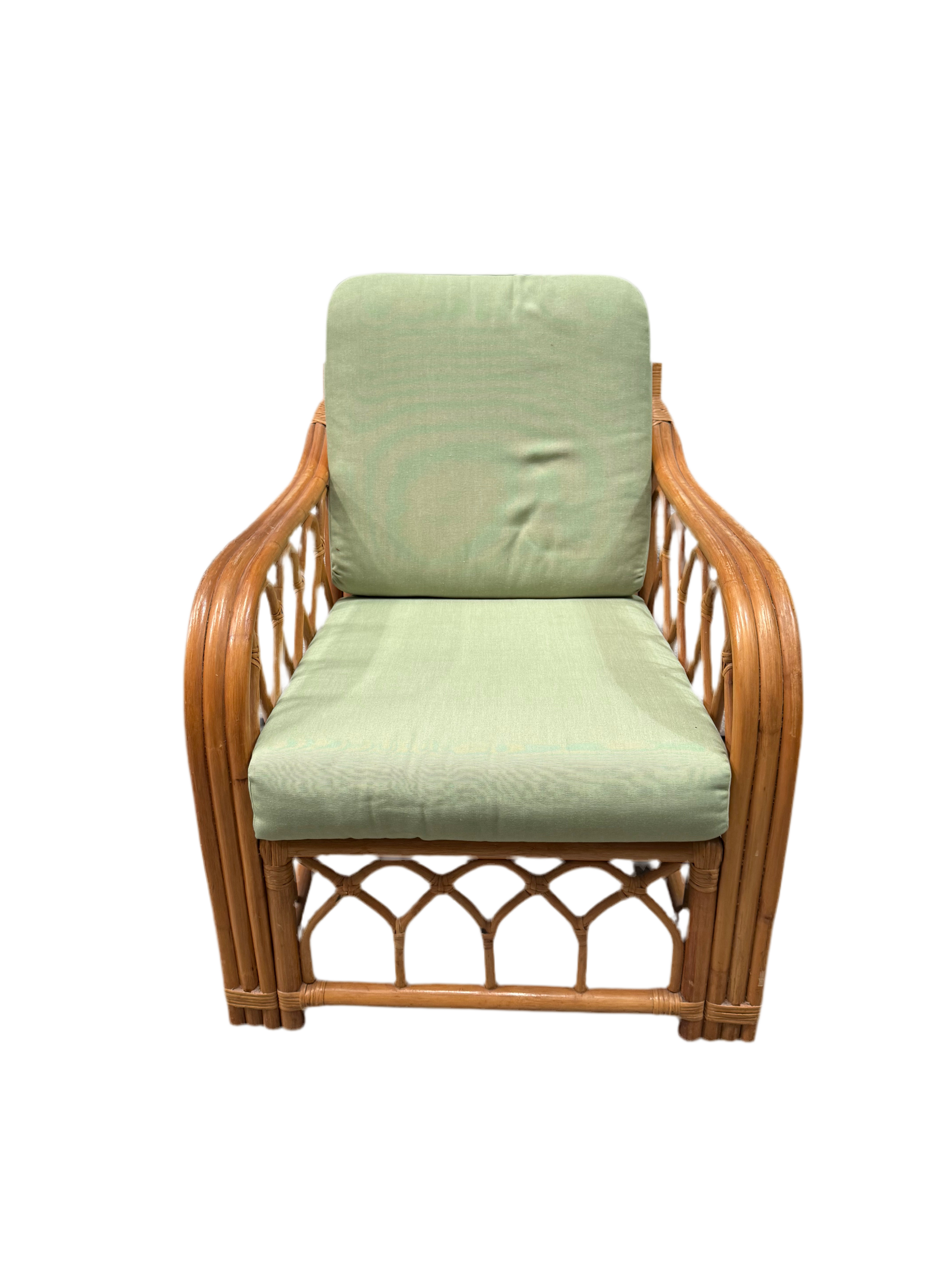 Vintage Bamboo Cane Patio Armchair