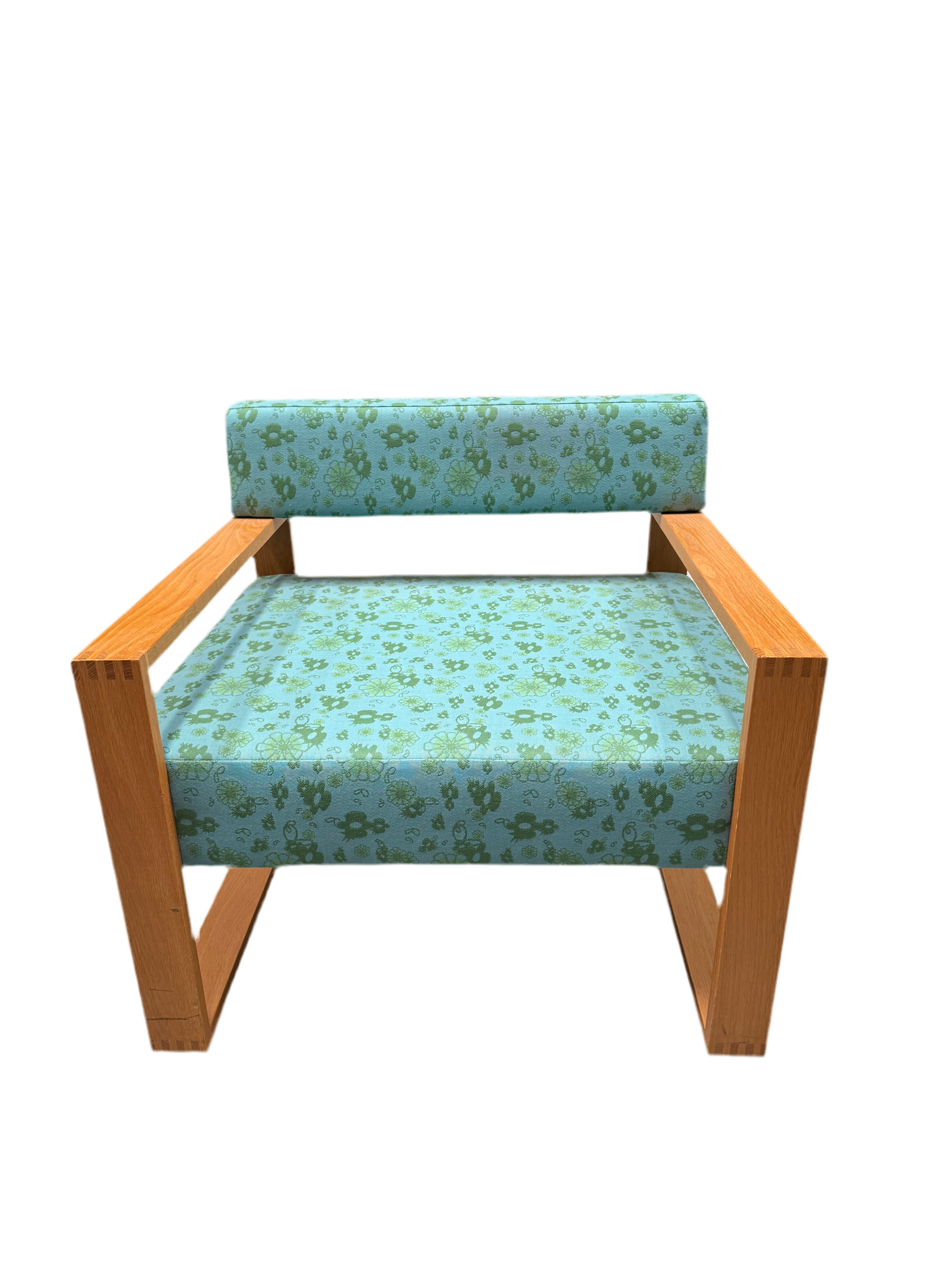 Mid Century Blue and Floral Armchair