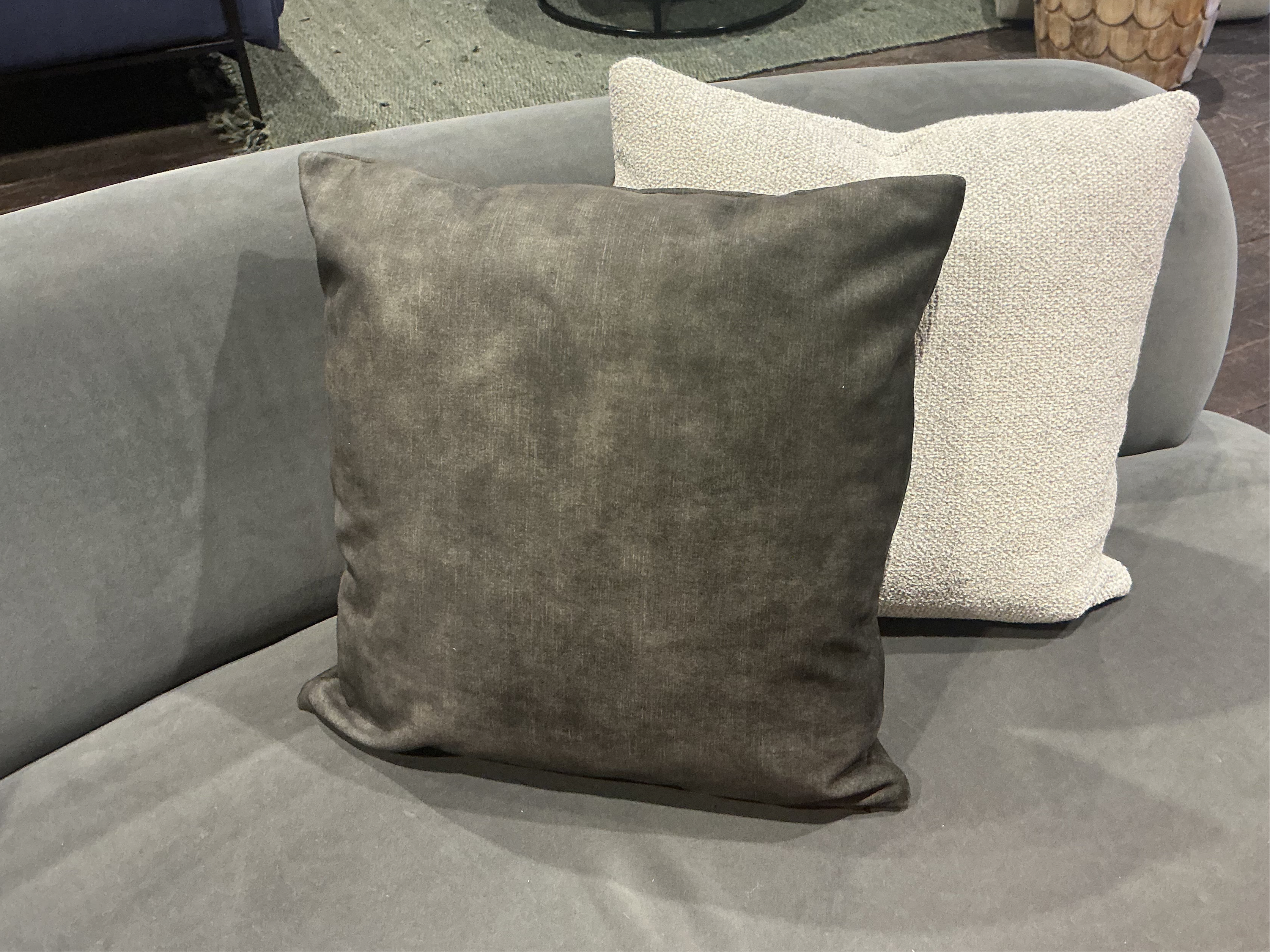 Grey / Green Velvet Cushion