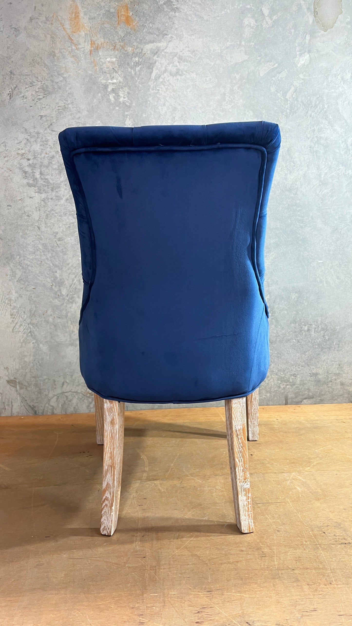 Navy Velvet Diamond buttoned dining chairs - 2 available