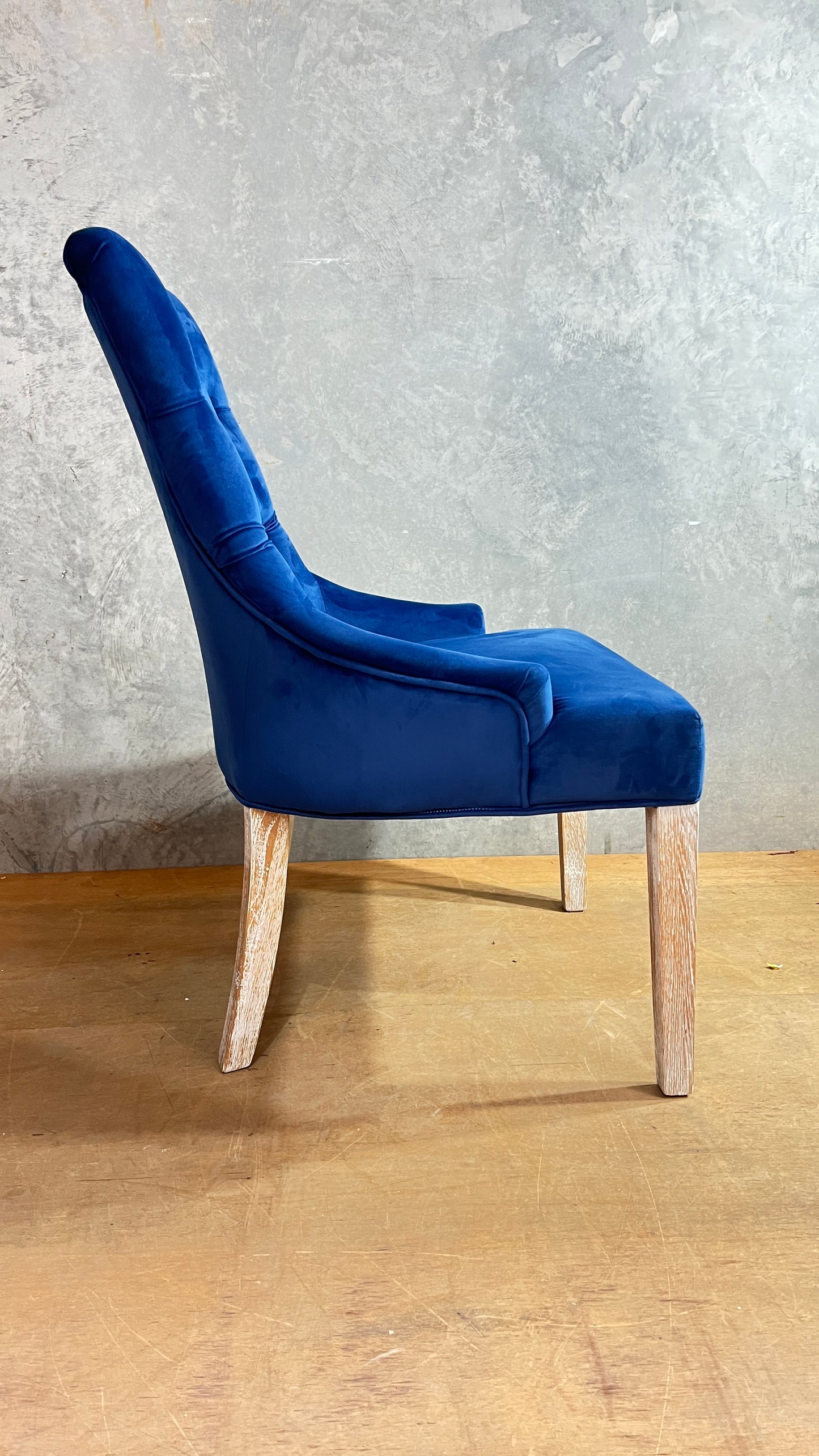 Navy Velvet Diamond buttoned dining chairs - 2 available