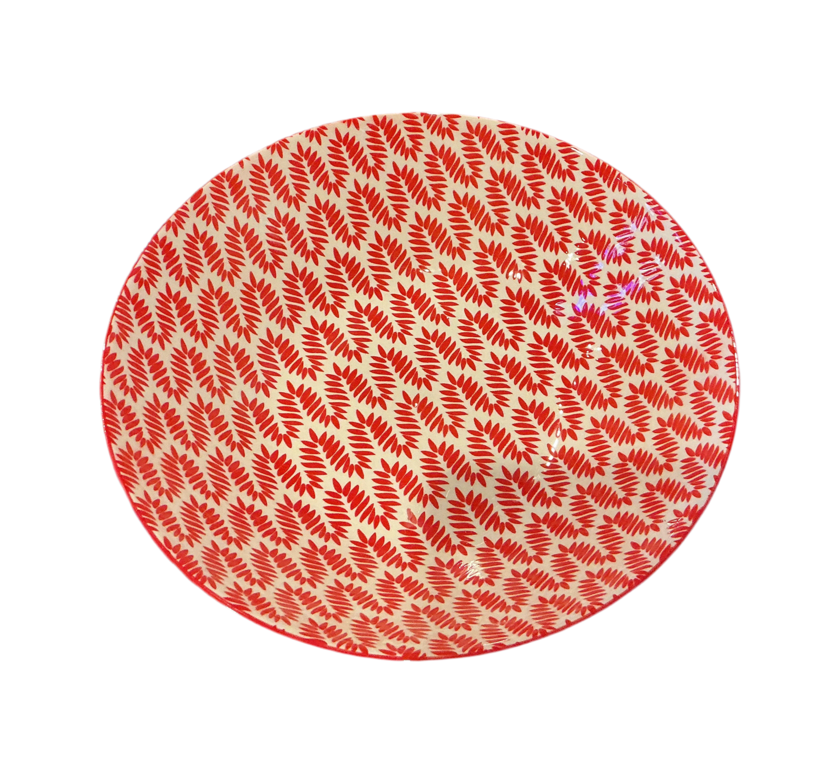 Ceramic Patterned Red Pasta Bowl