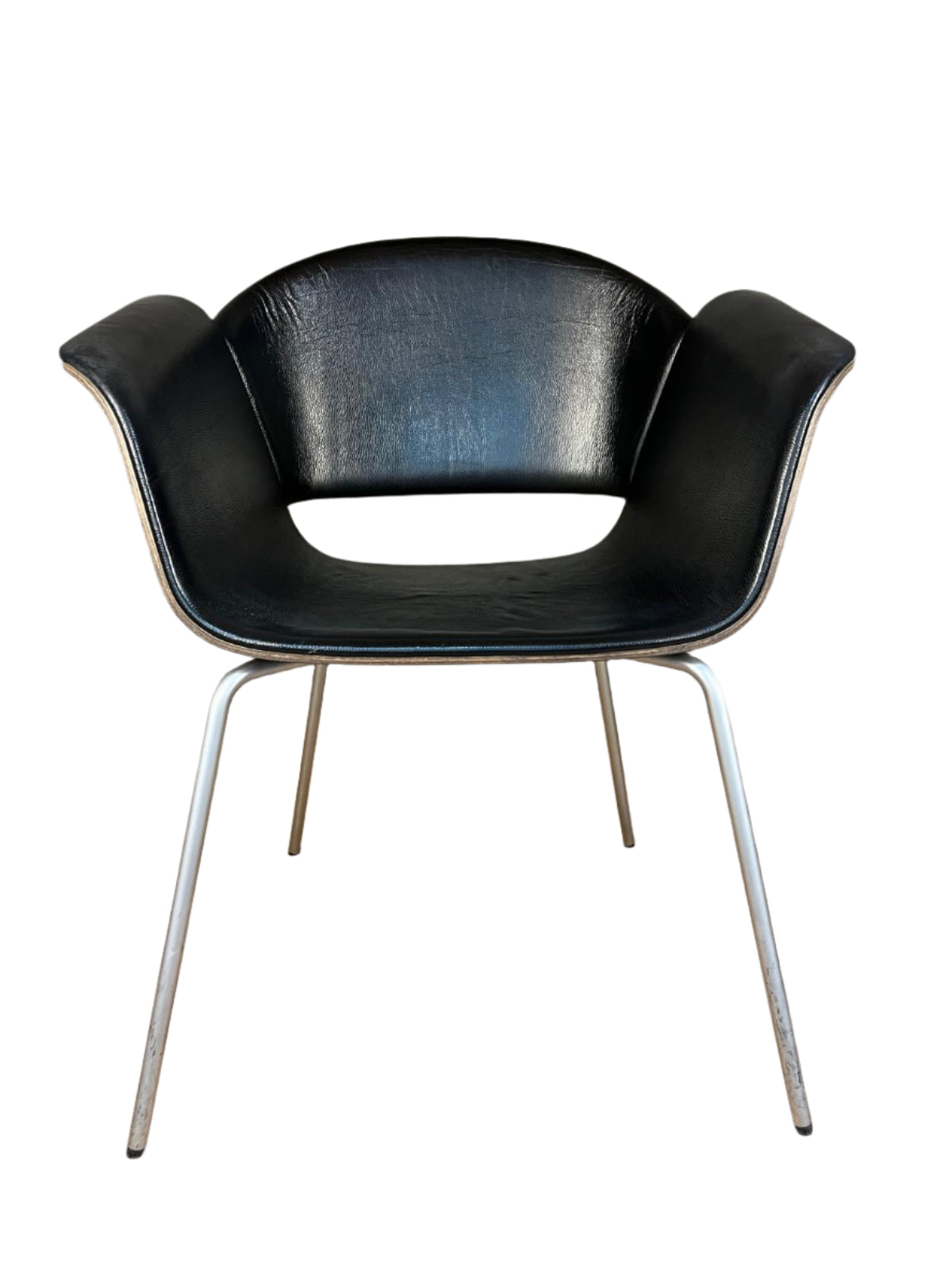 Rondo - Black leather with moulded wood - Bene