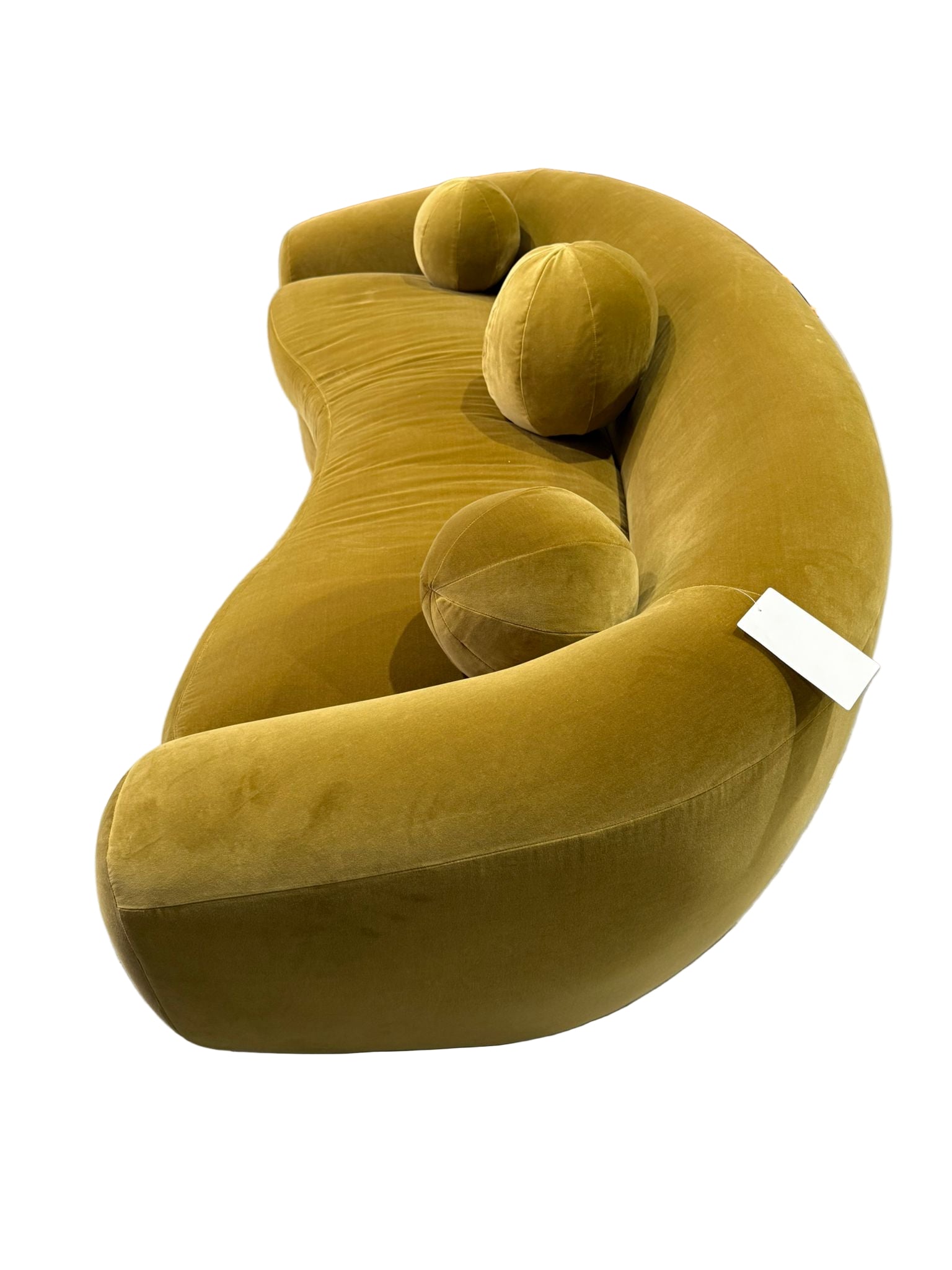 Curved Velvet Sofa in Chartreuse Green