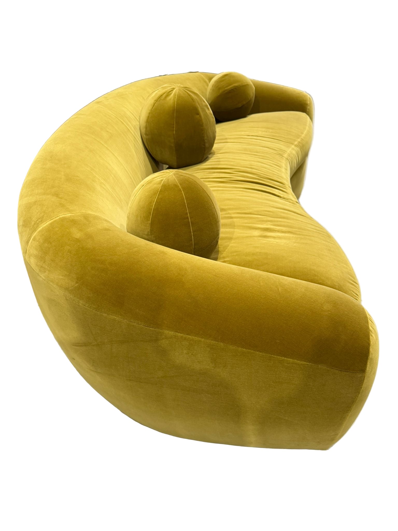 Curved Velvet Sofa in Chartreuse Green