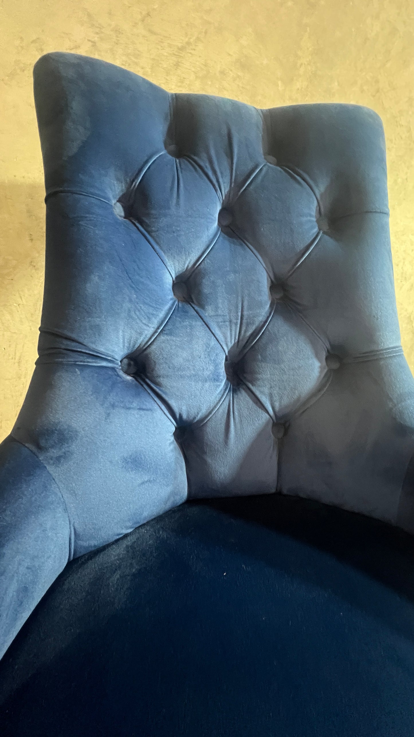 Navy Velvet Diamond buttoned dining chairs - 2 available