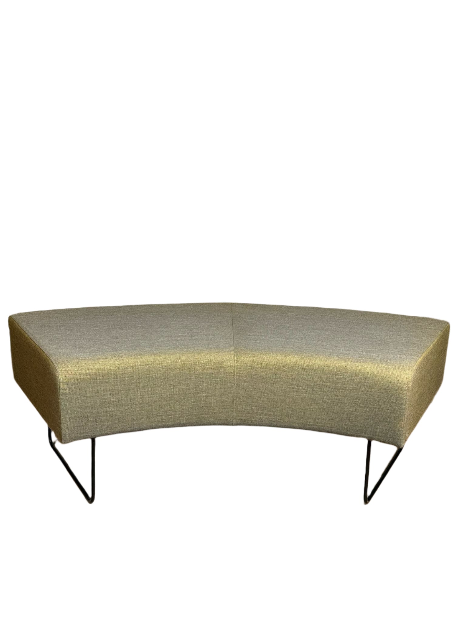 Mid-Century Curved Ottoman in Olive Green