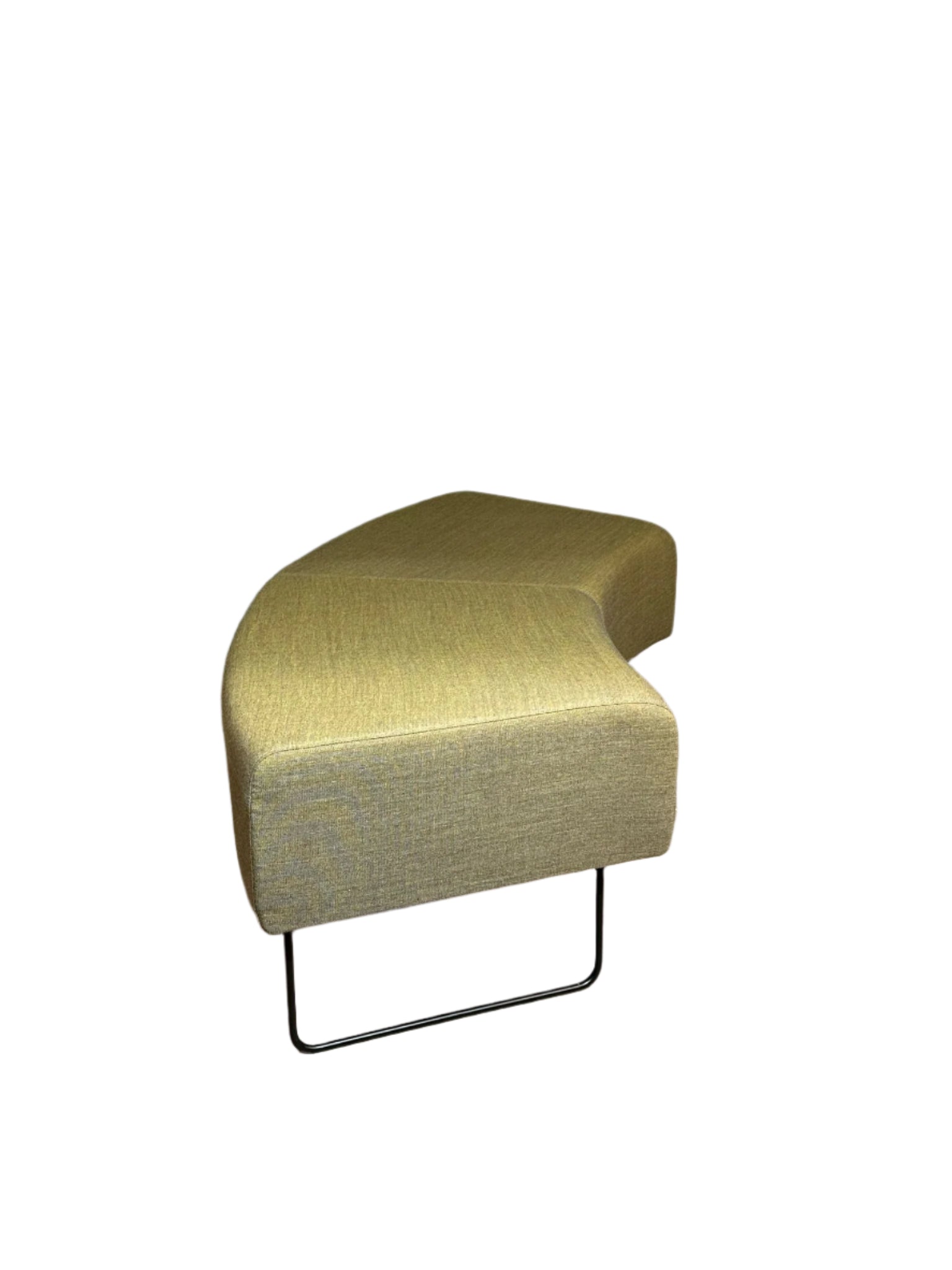 Mid-Century Curved Ottoman in Olive Green