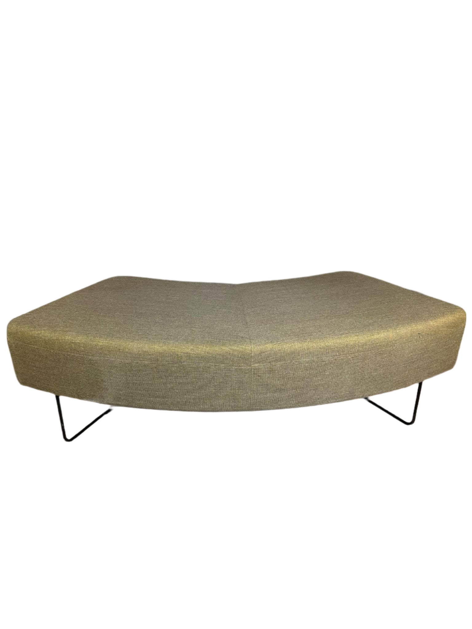 Mid-Century Curved Ottoman in Olive Green