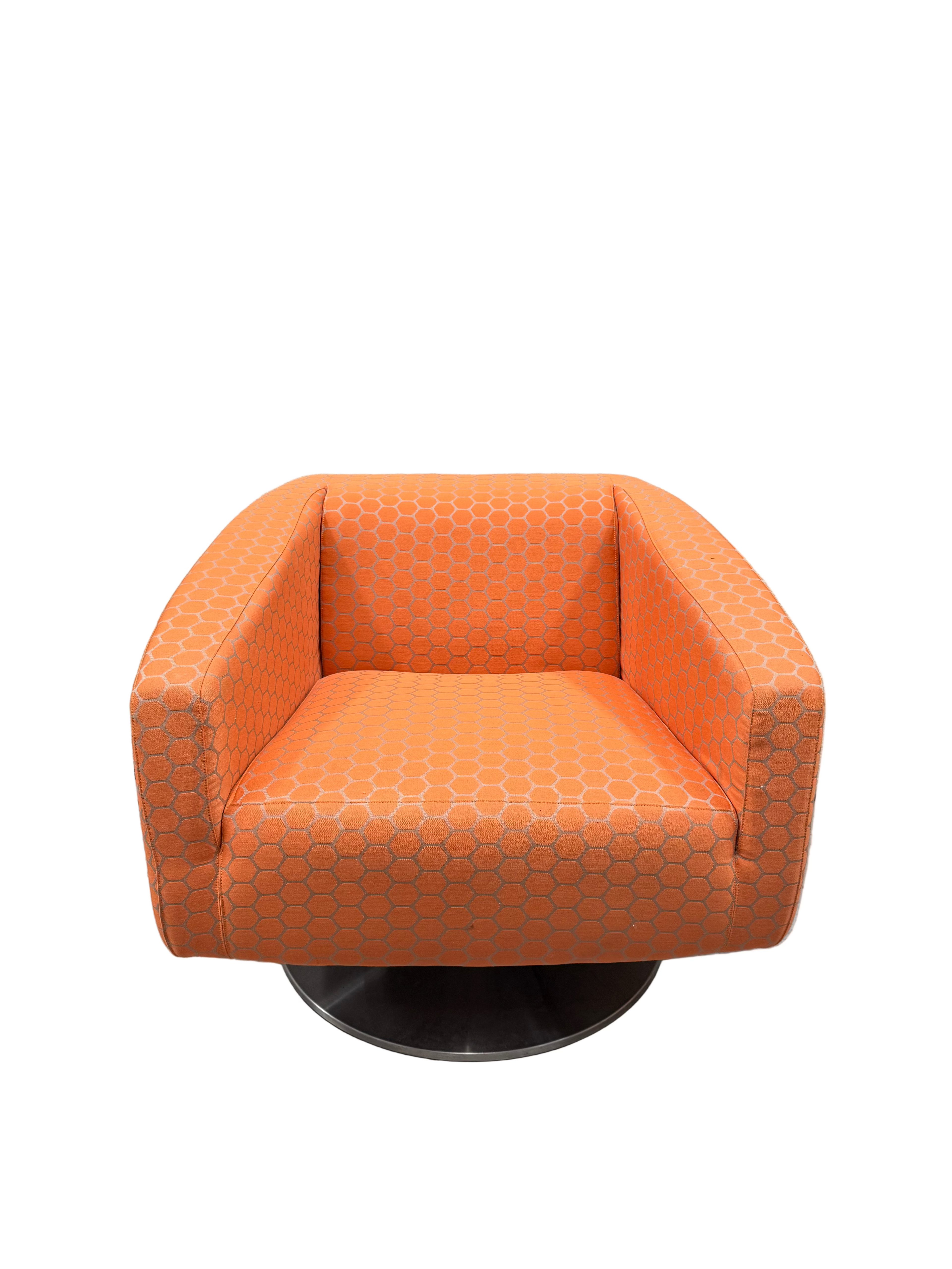 Vintage Mod Pedestal Orange Statement Armchair
