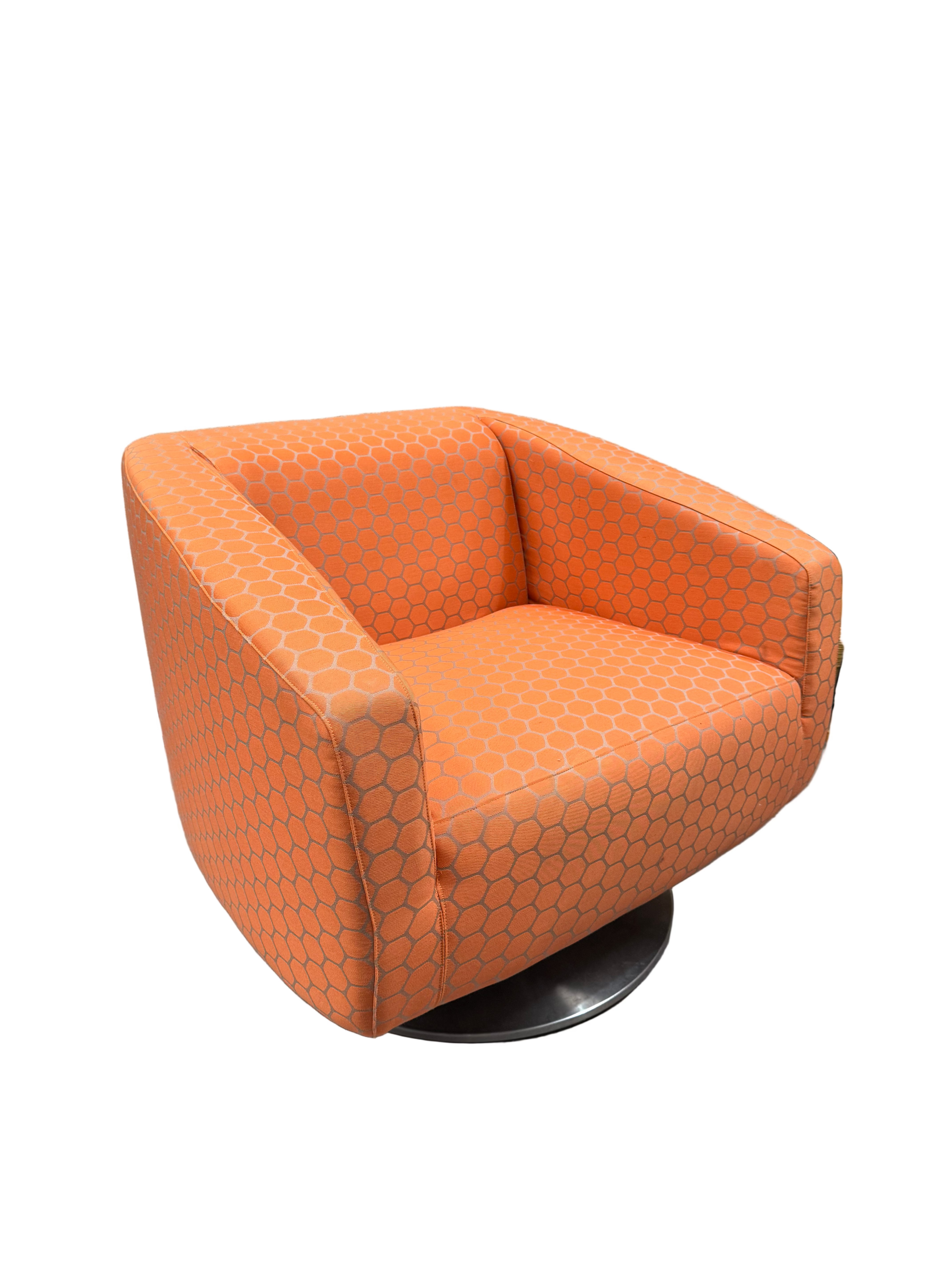 Vintage Mod Pedestal Orange Statement Armchair
