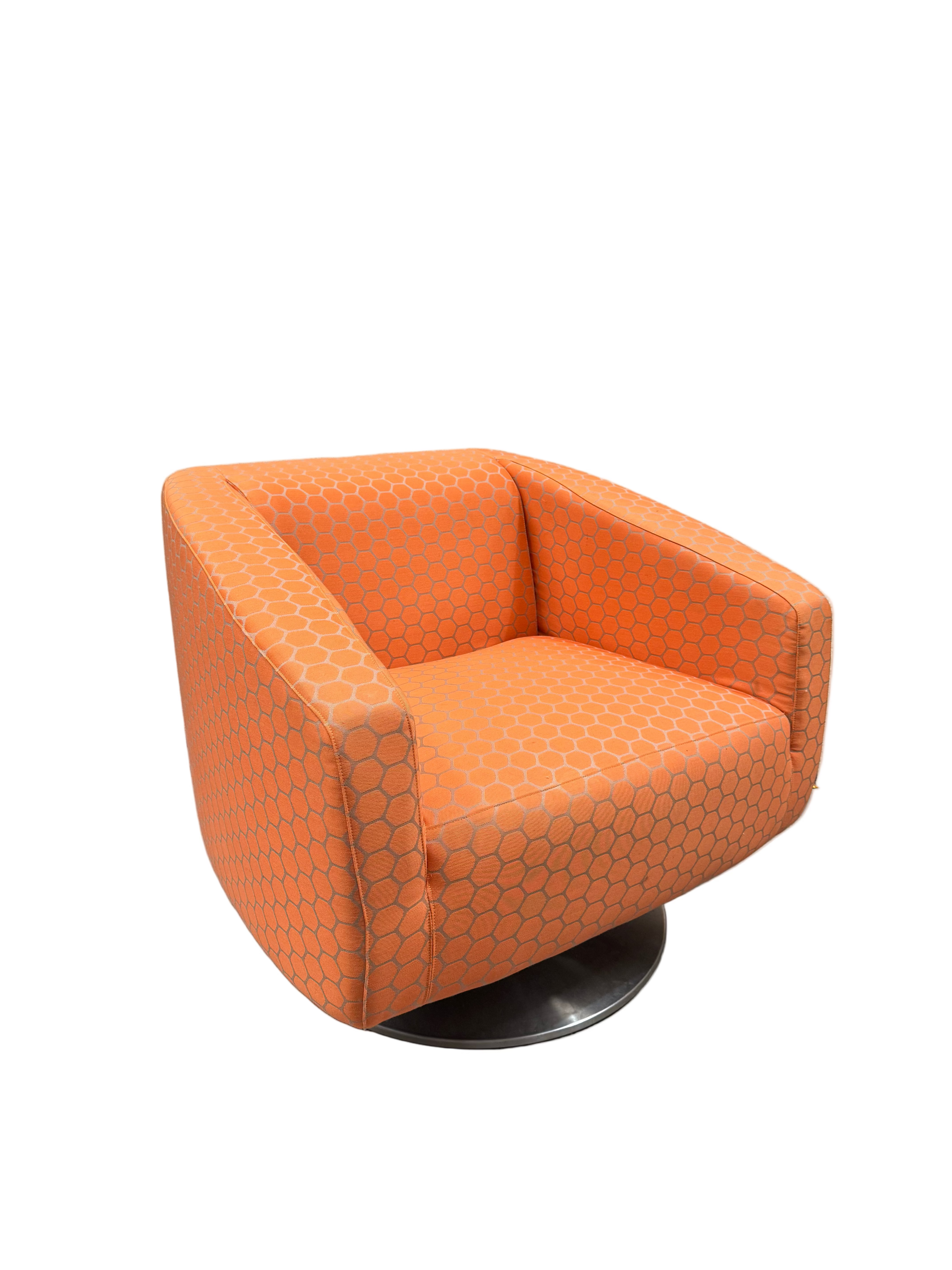 Vintage Mod Pedestal Orange Statement Armchair
