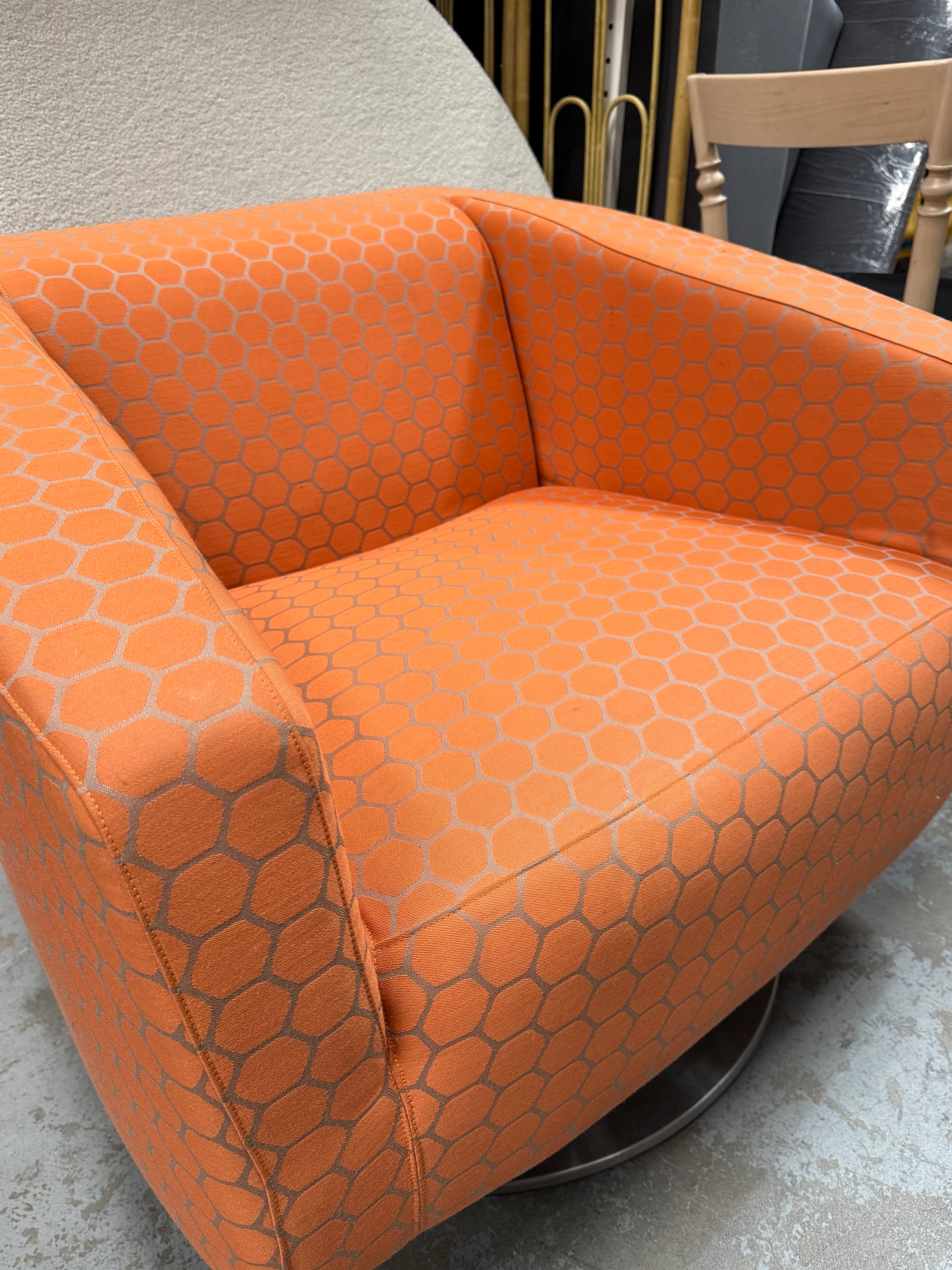 Vintage Mod Pedestal Orange Statement Armchair