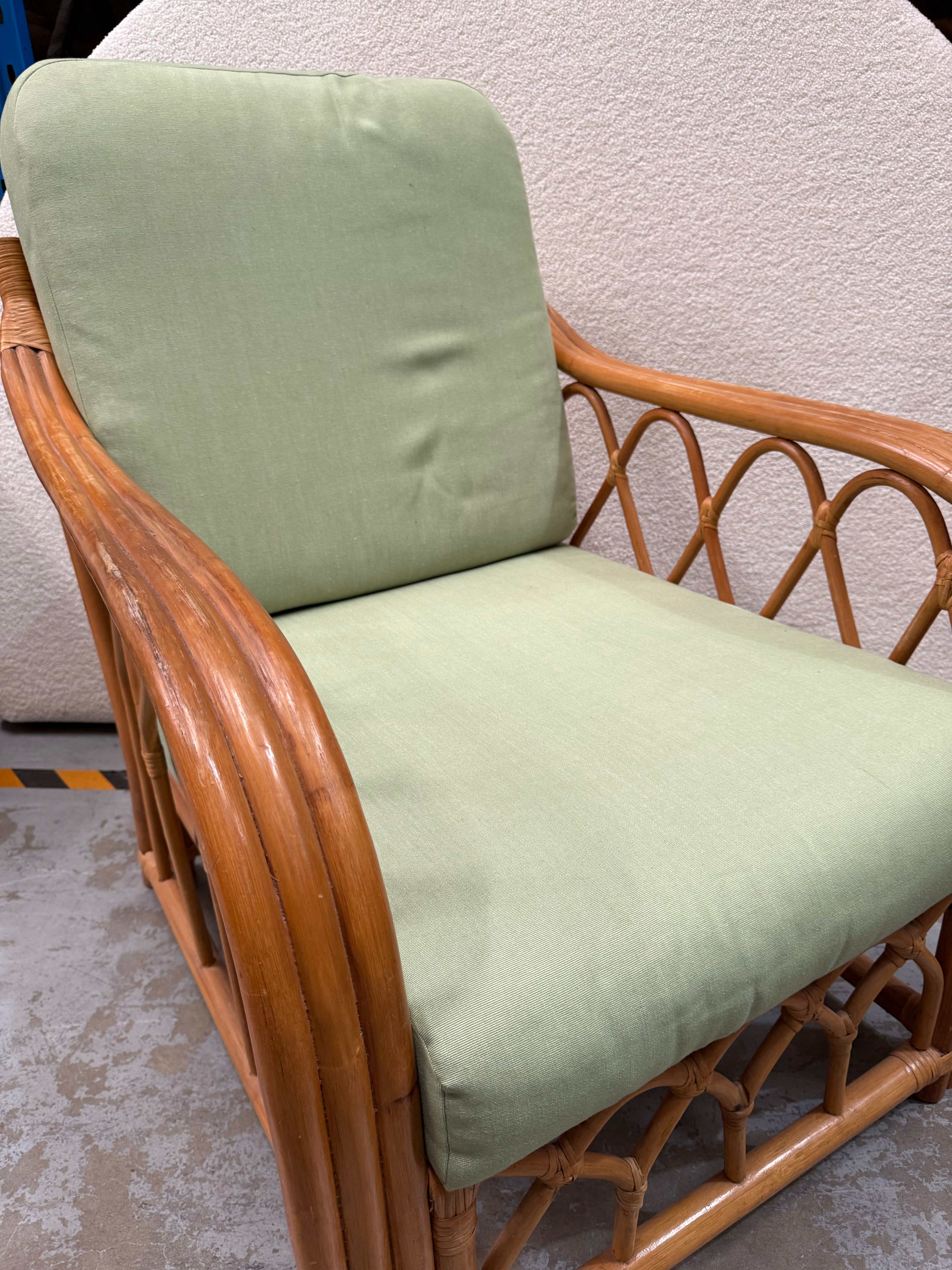 Vintage Bamboo Cane Patio Armchair