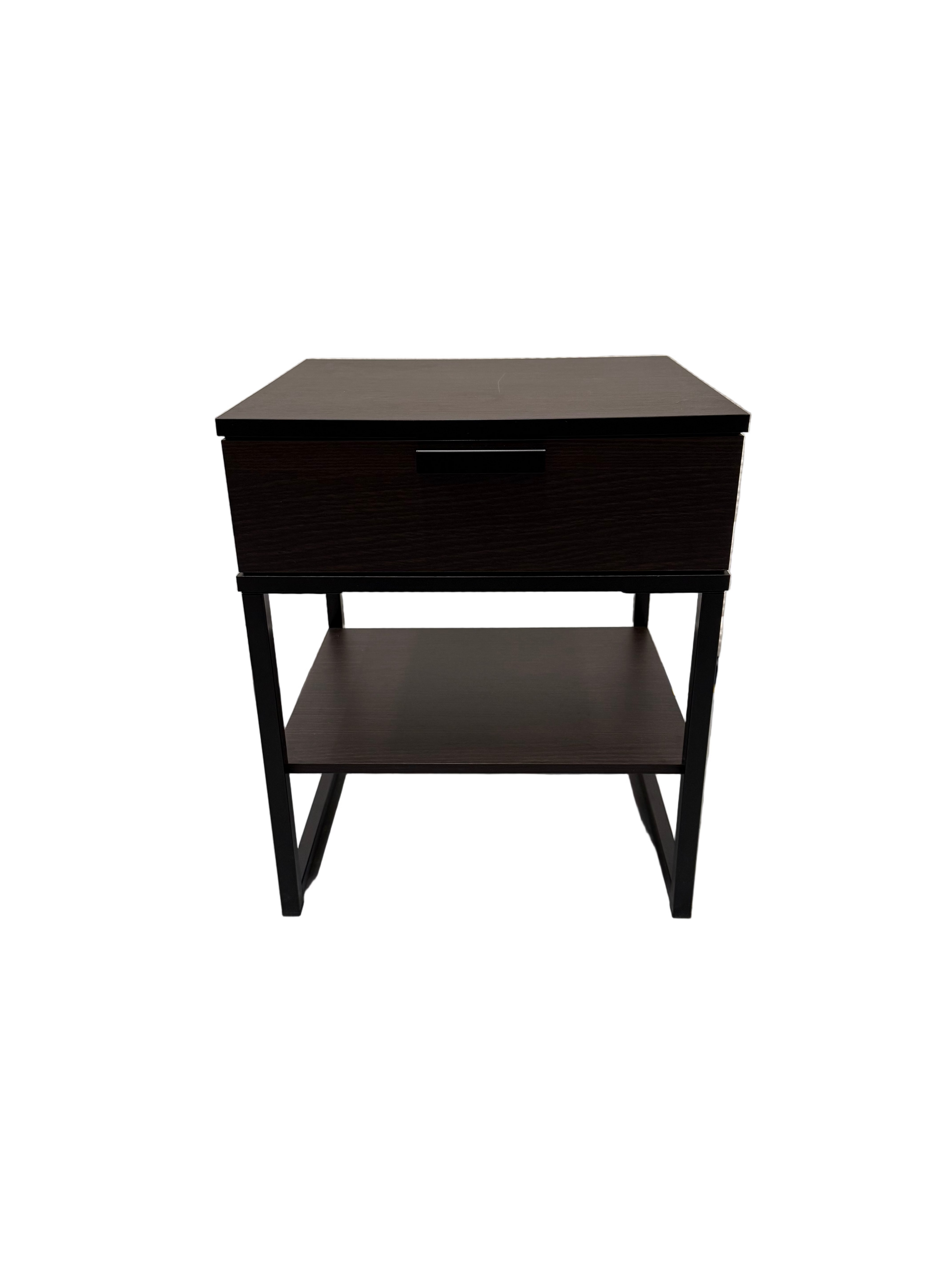 Modern Dark Wood Bedside Table with Drawer