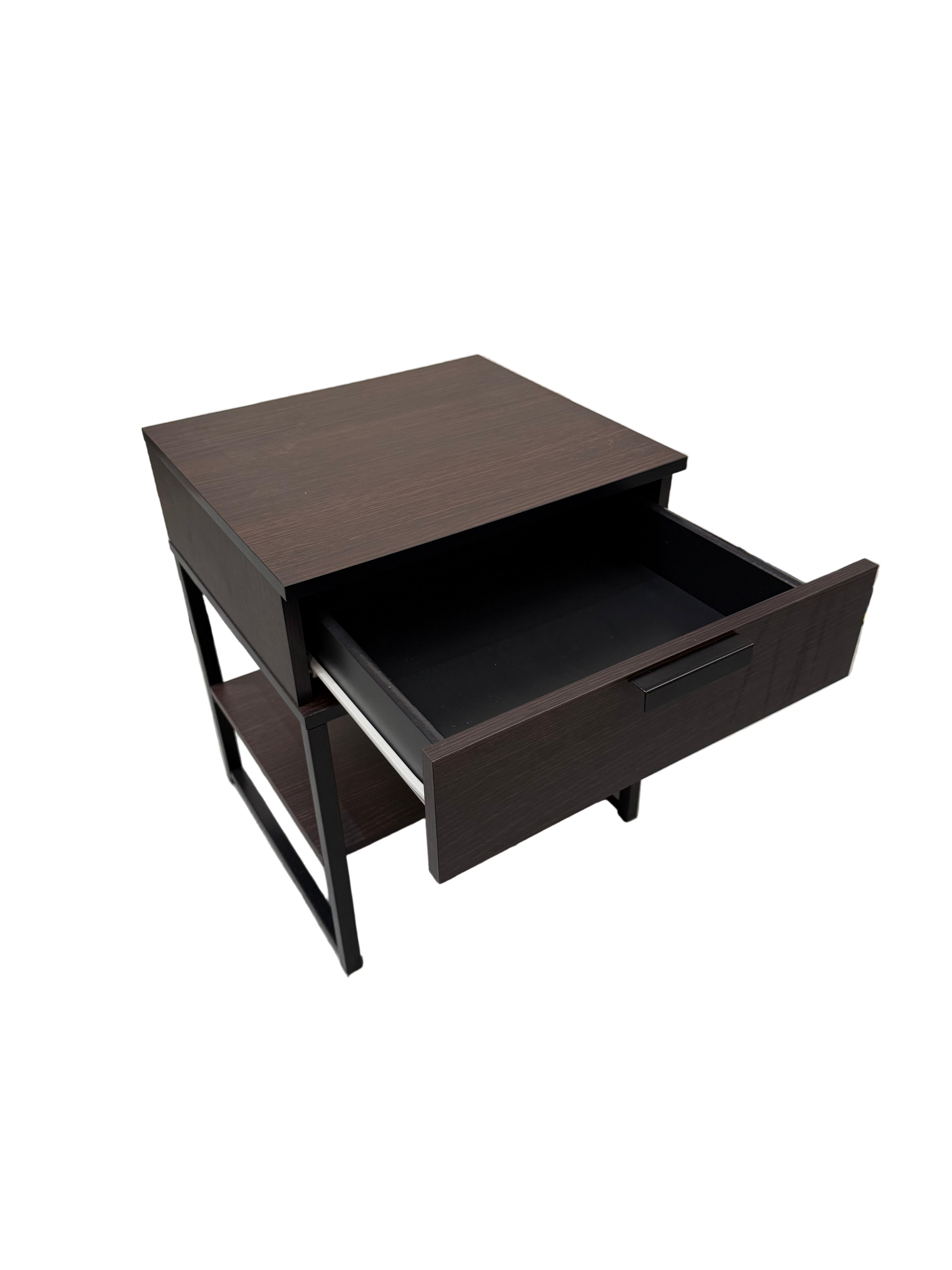 Modern Dark Wood Bedside Table with Drawer