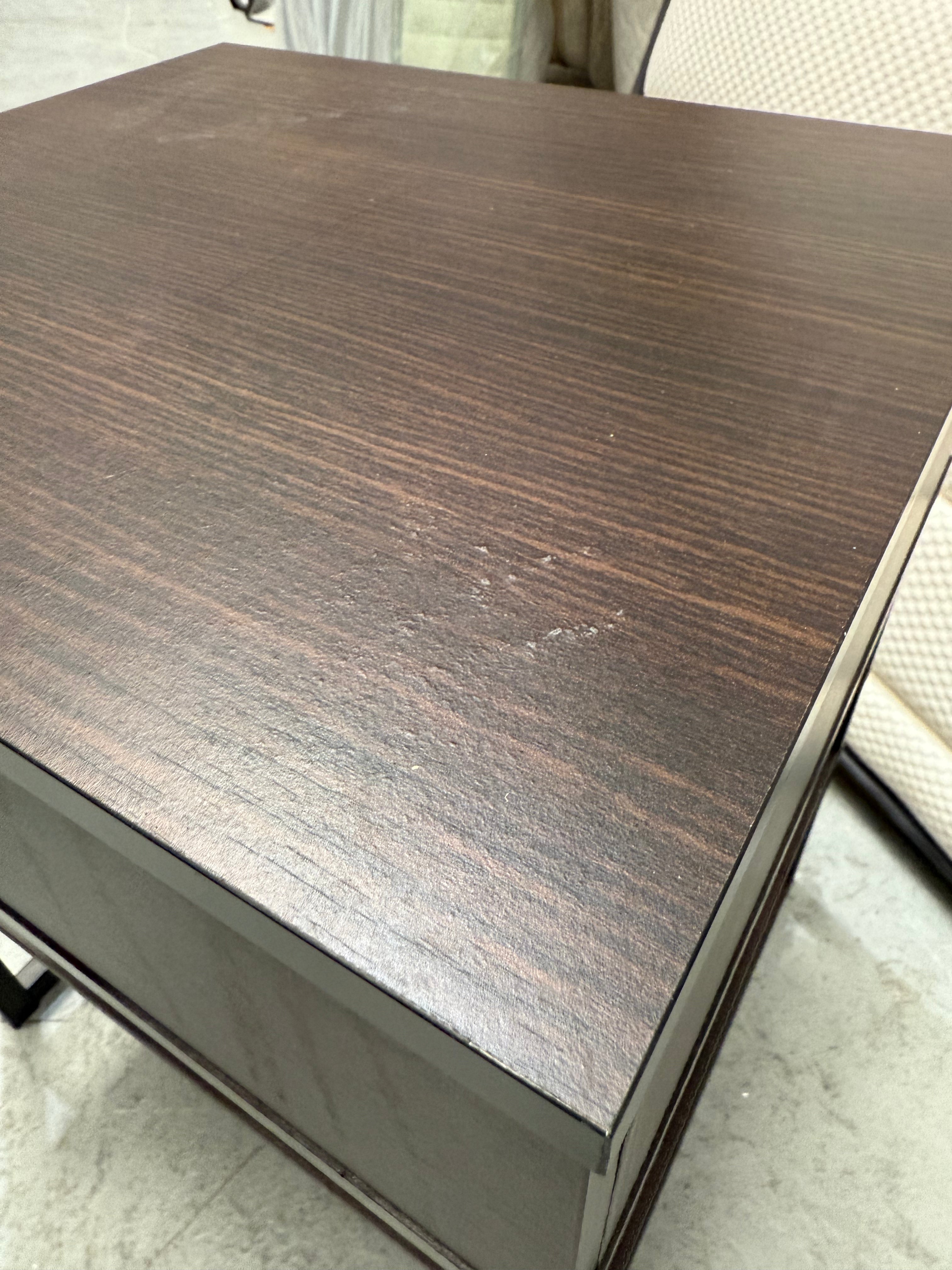 Modern Dark Wood Bedside Table with Drawer