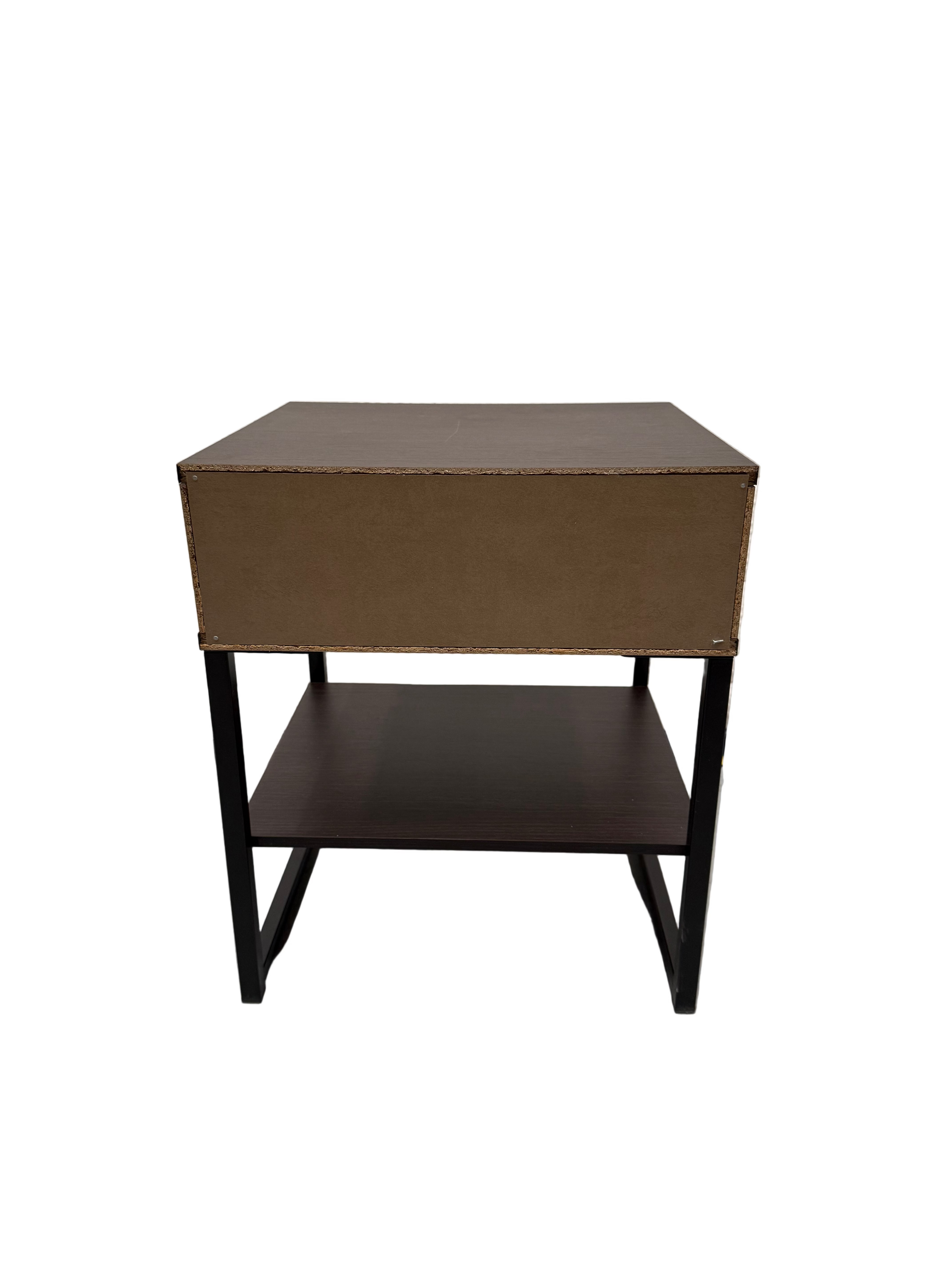 Modern Dark Wood Bedside Table with Drawer