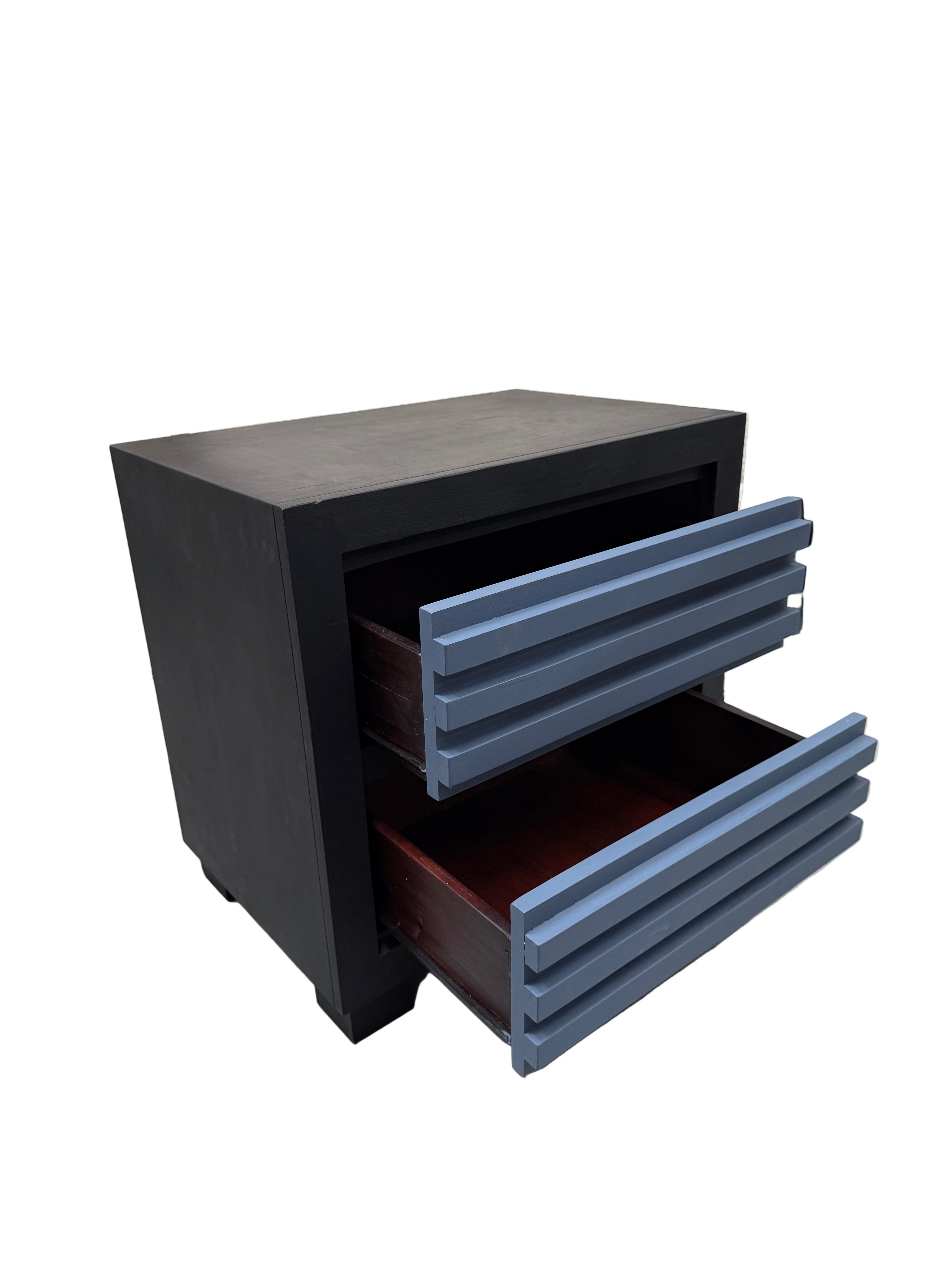 Modern 2-Drawer Nightstand with Textured Accent Front