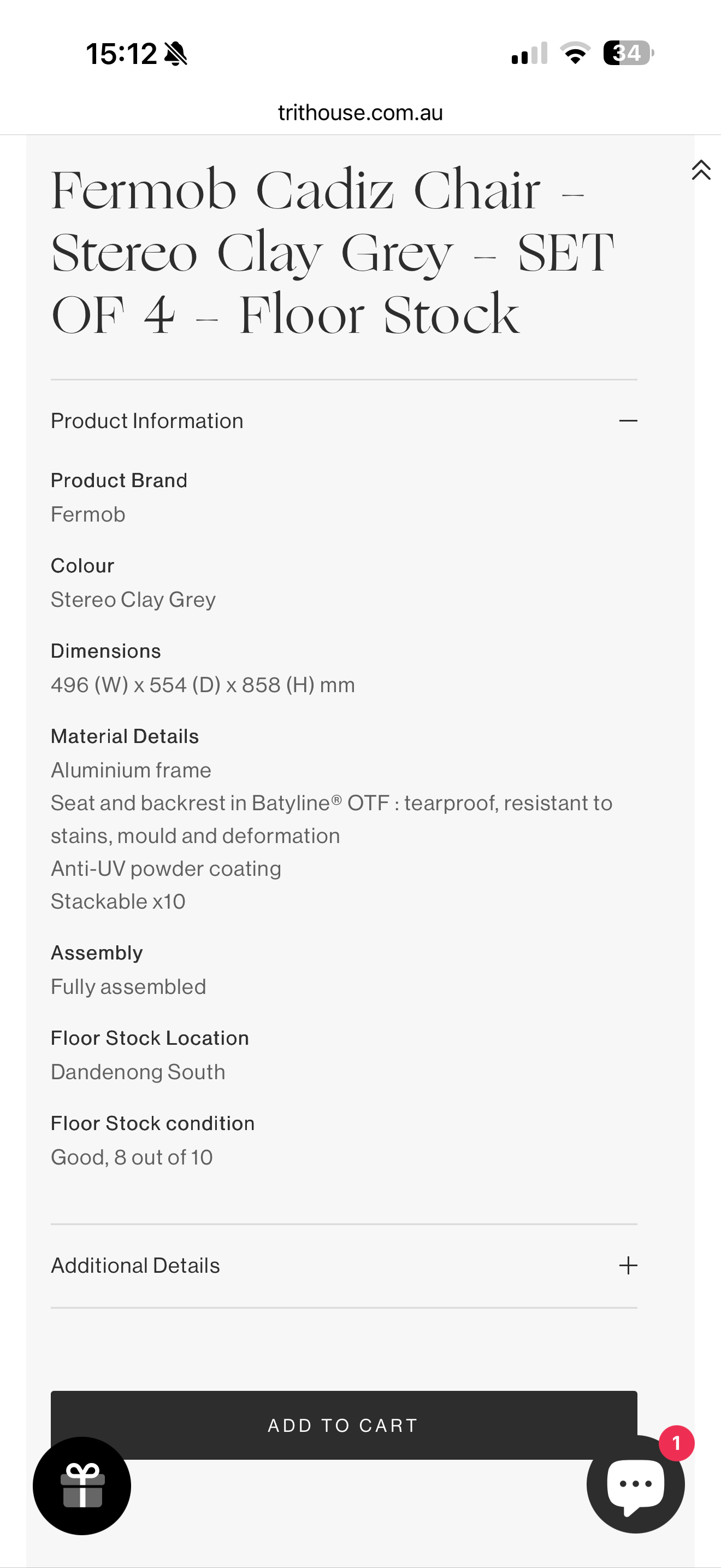 Fermob Cadiz Chair - Stereo Clay Grey