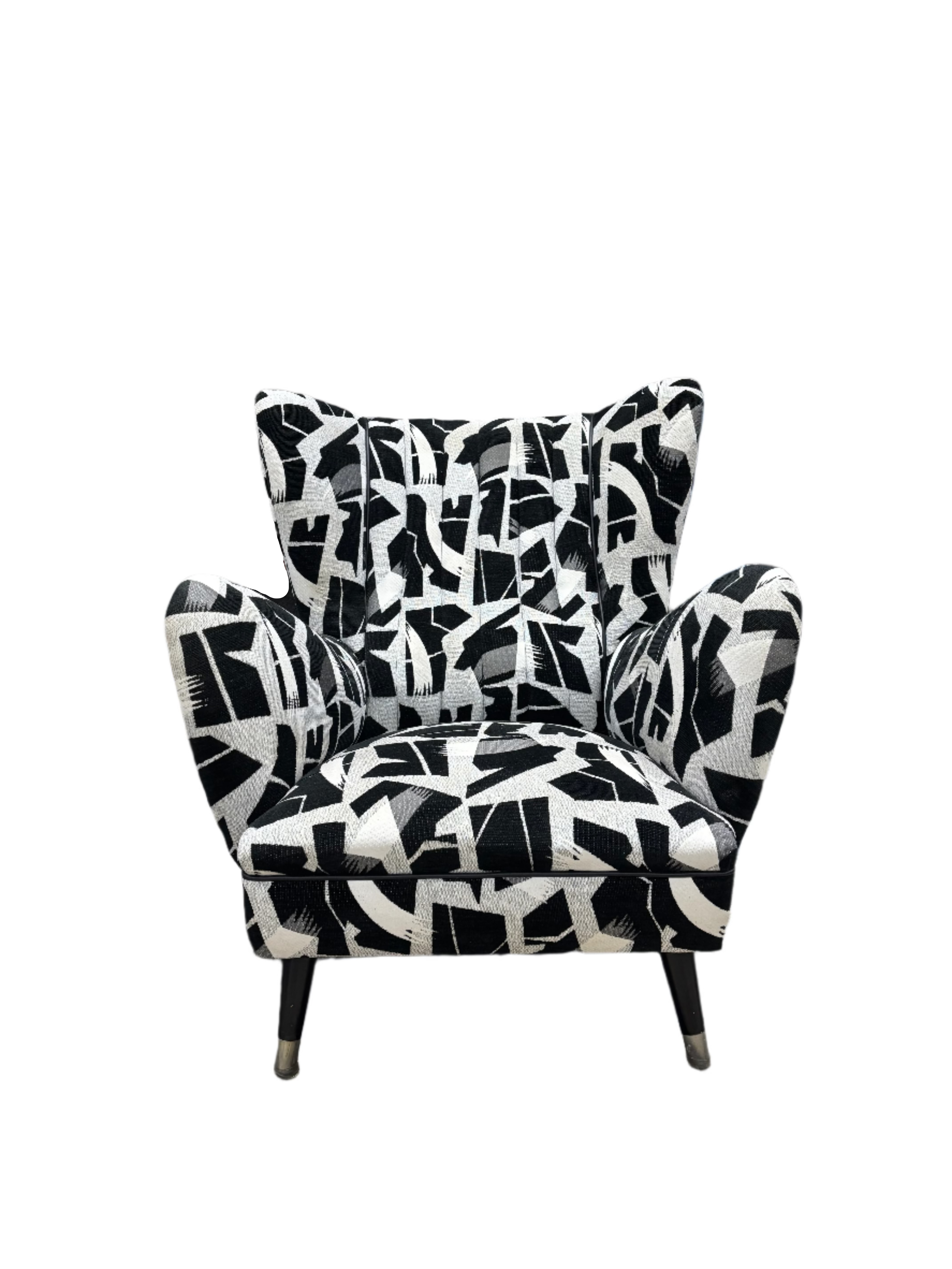 Vintage Graphic Print Wing Back Armchair