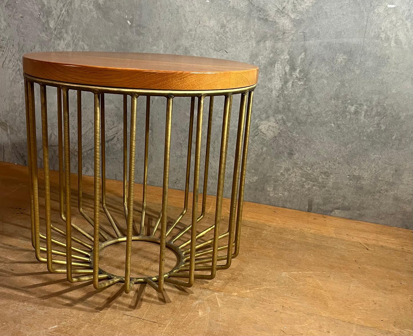 Bronze and timber Cage Side Table