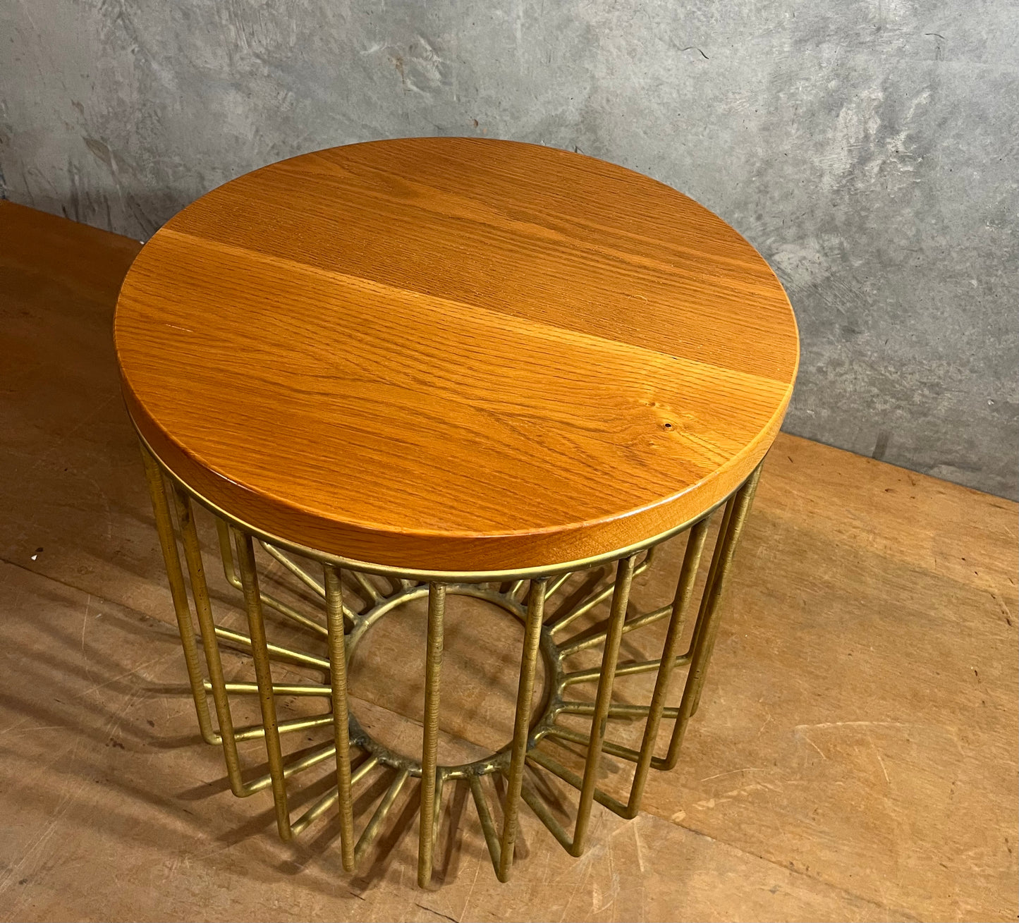 Bronze and timber Cage Side Table