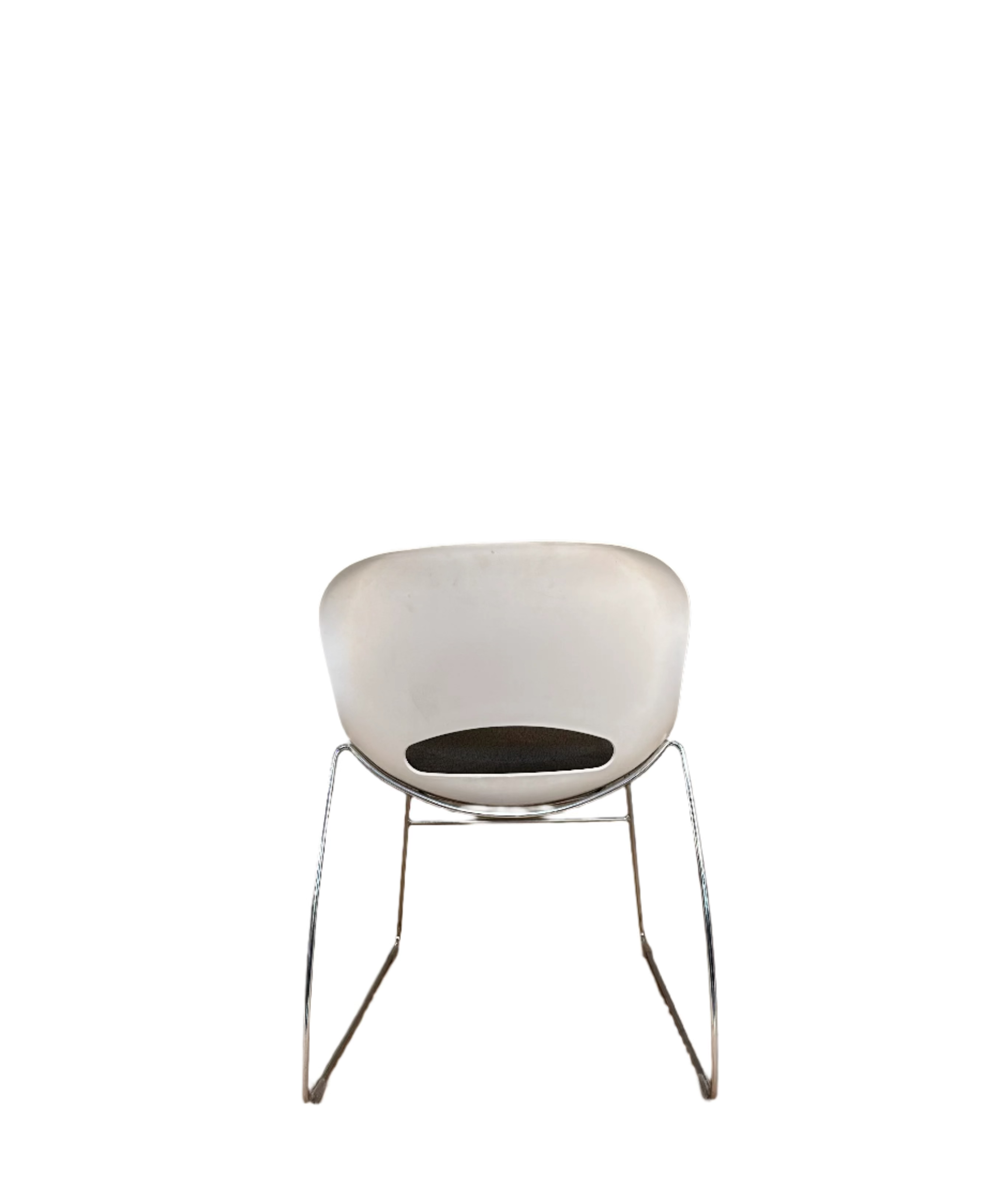 "O Chair" style chair with padded seat - white + grey cushion