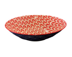 Ceramic Patterned Red Pasta Bowl