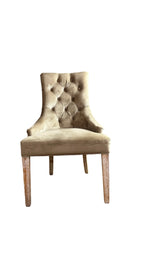 Oyster Velvet Diamond buttoned dining chairs - 2 available