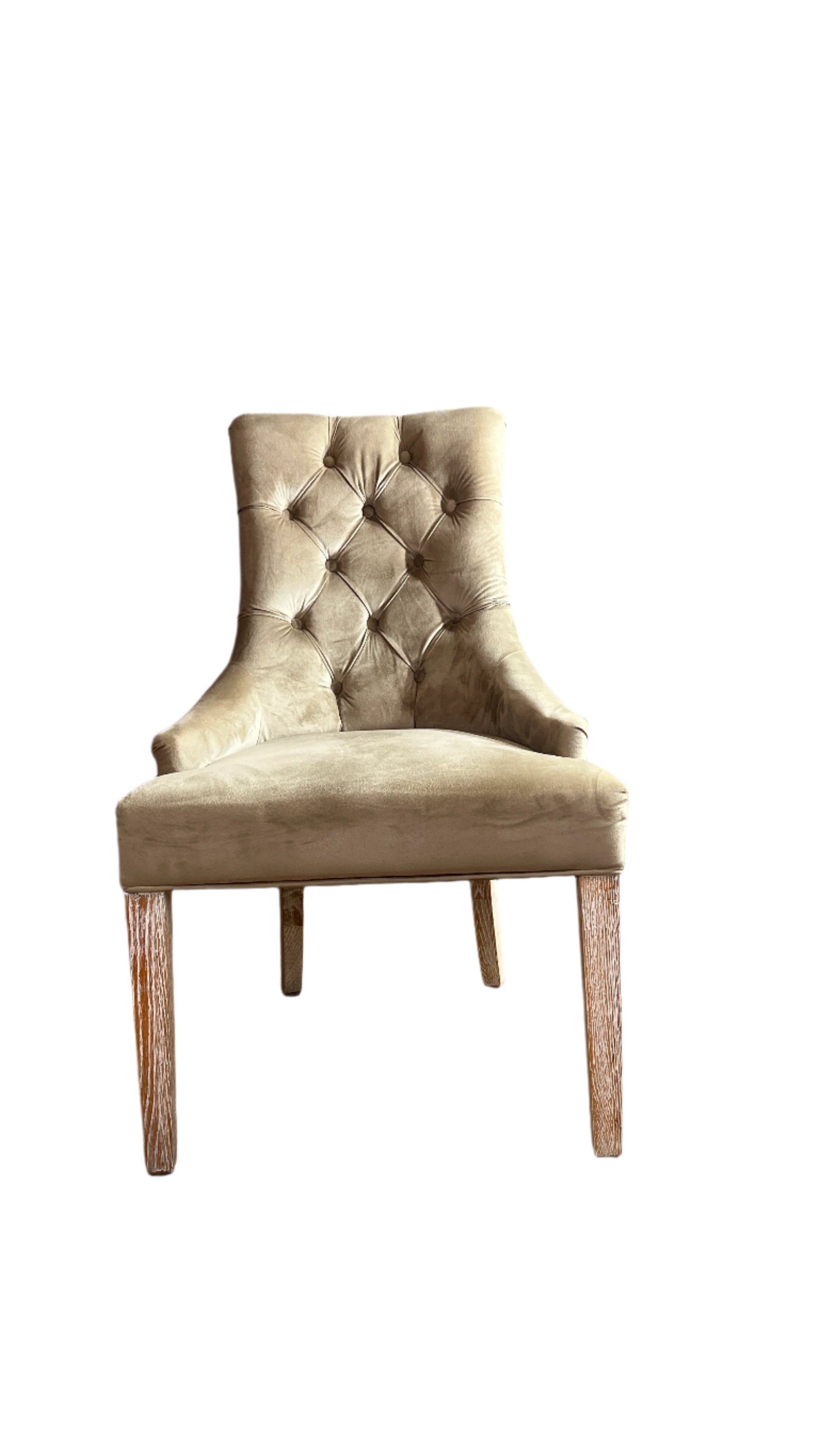 Oyster Velvet Diamond buttoned dining chairs - 2 available