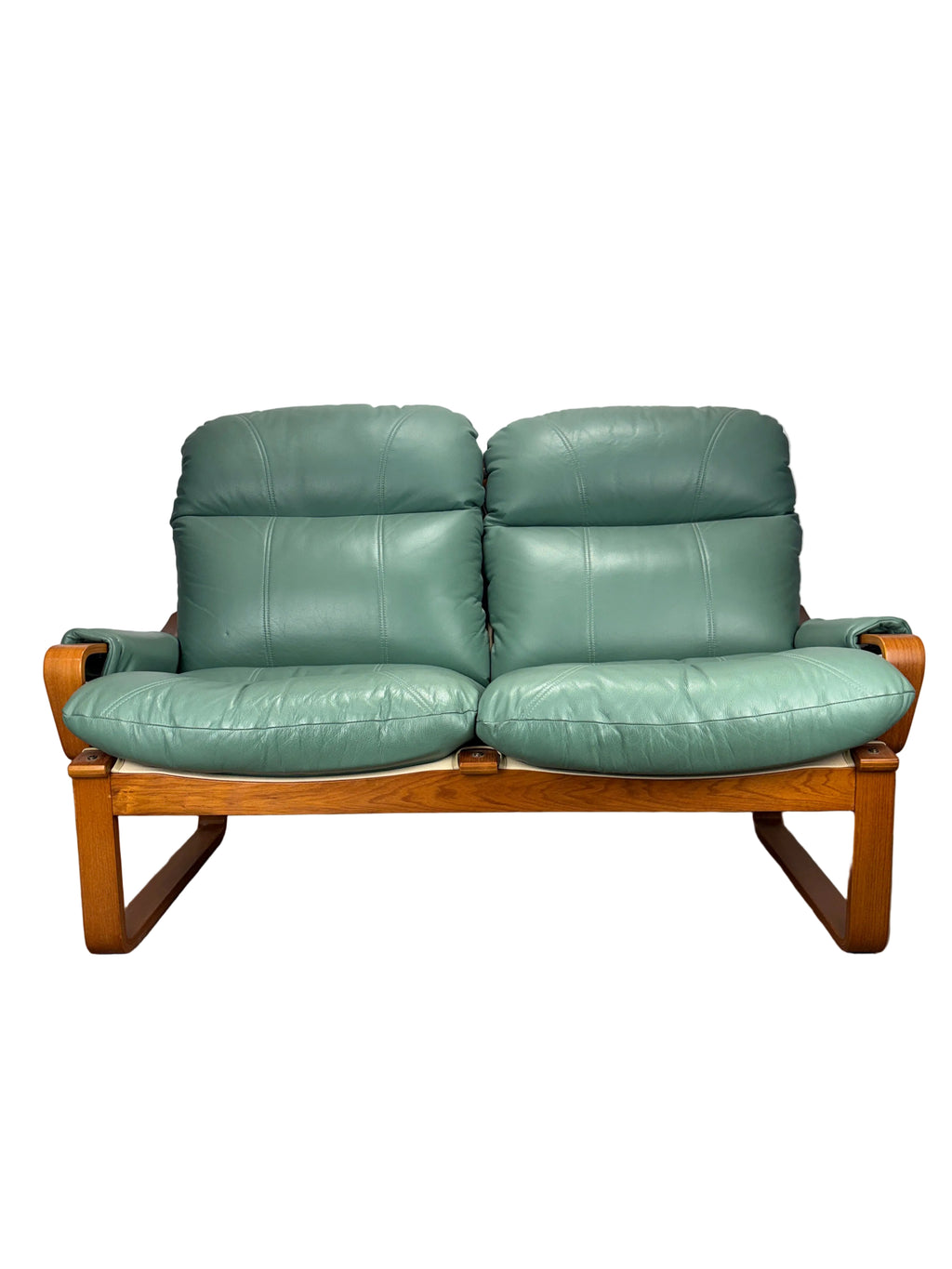Tessa Monaco Two Seater Green Leather Sofa