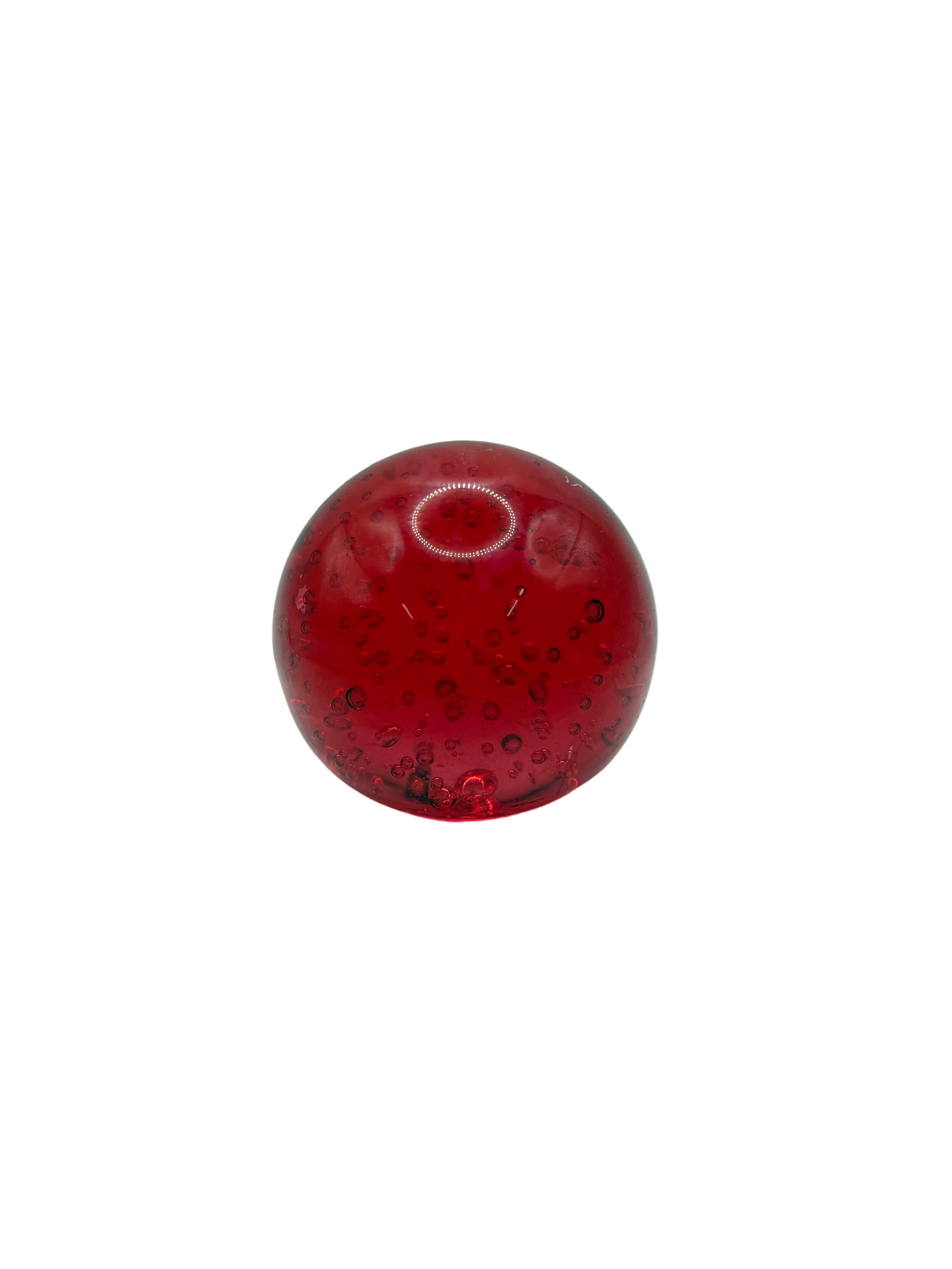 Vintage Ruby Red Glass Ball Paperweight