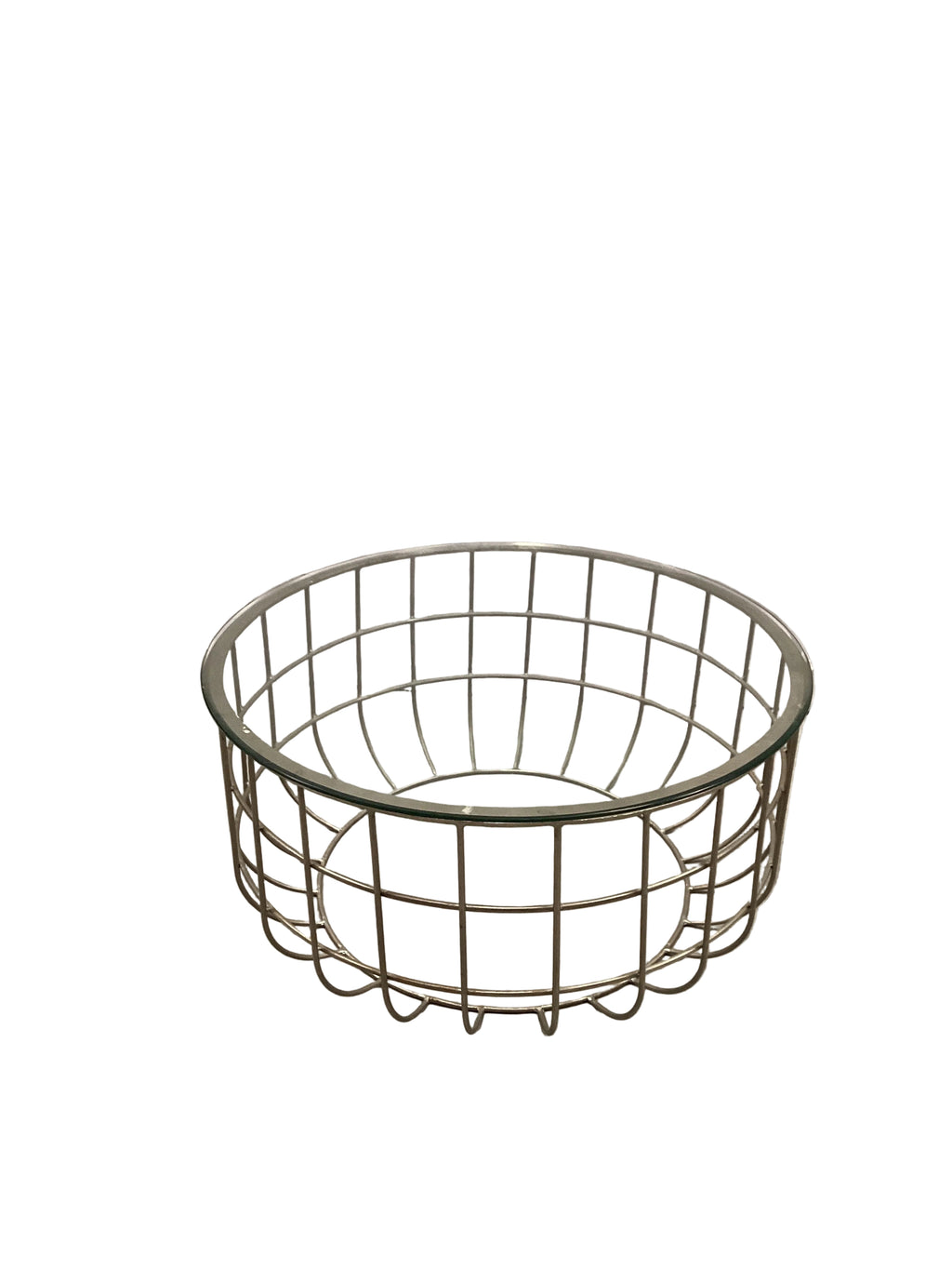Metal Caged Coffee Table with Glass Top