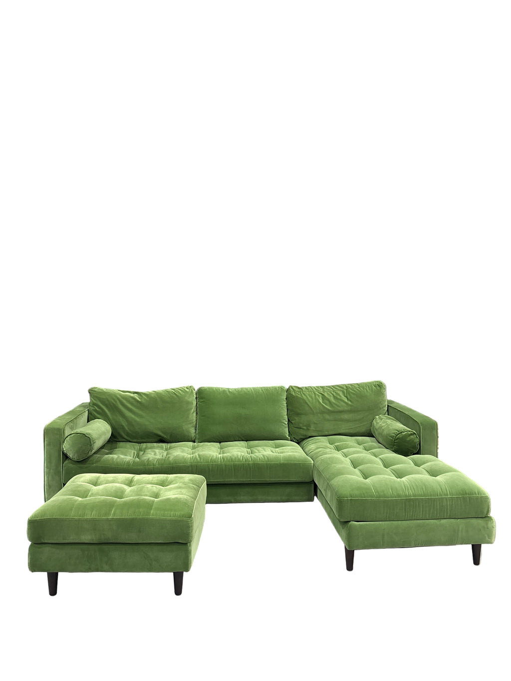 Draper Velvet Chaise Sofa Green Velvet