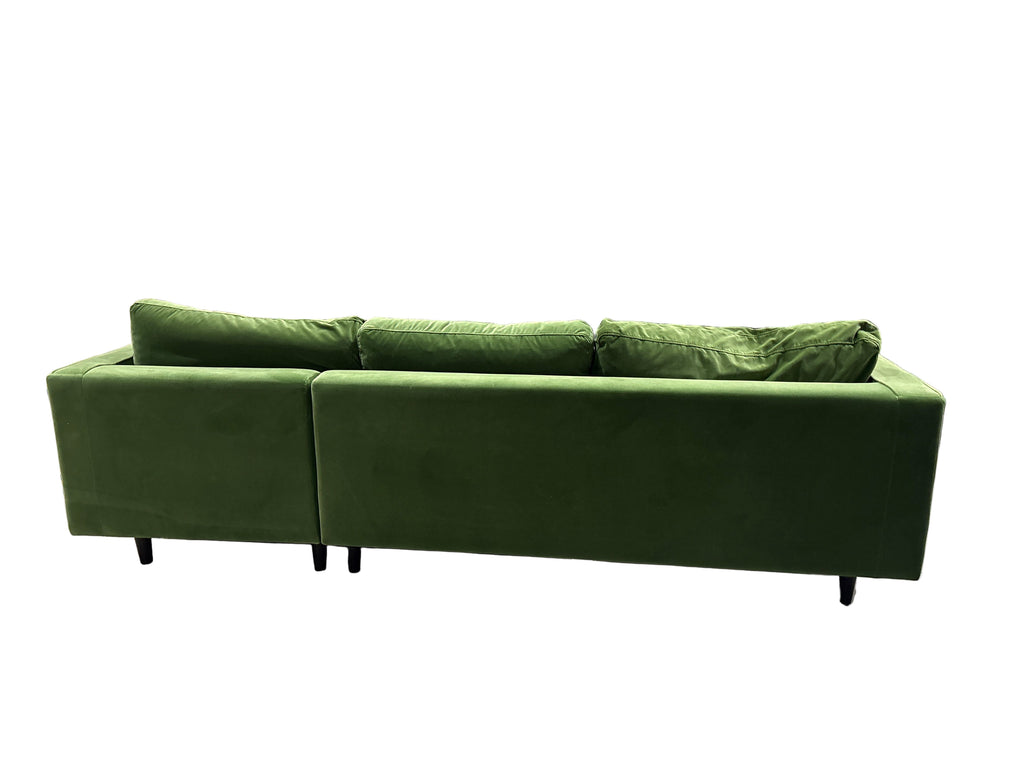 Draper Velvet Chaise Sofa Green Velvet