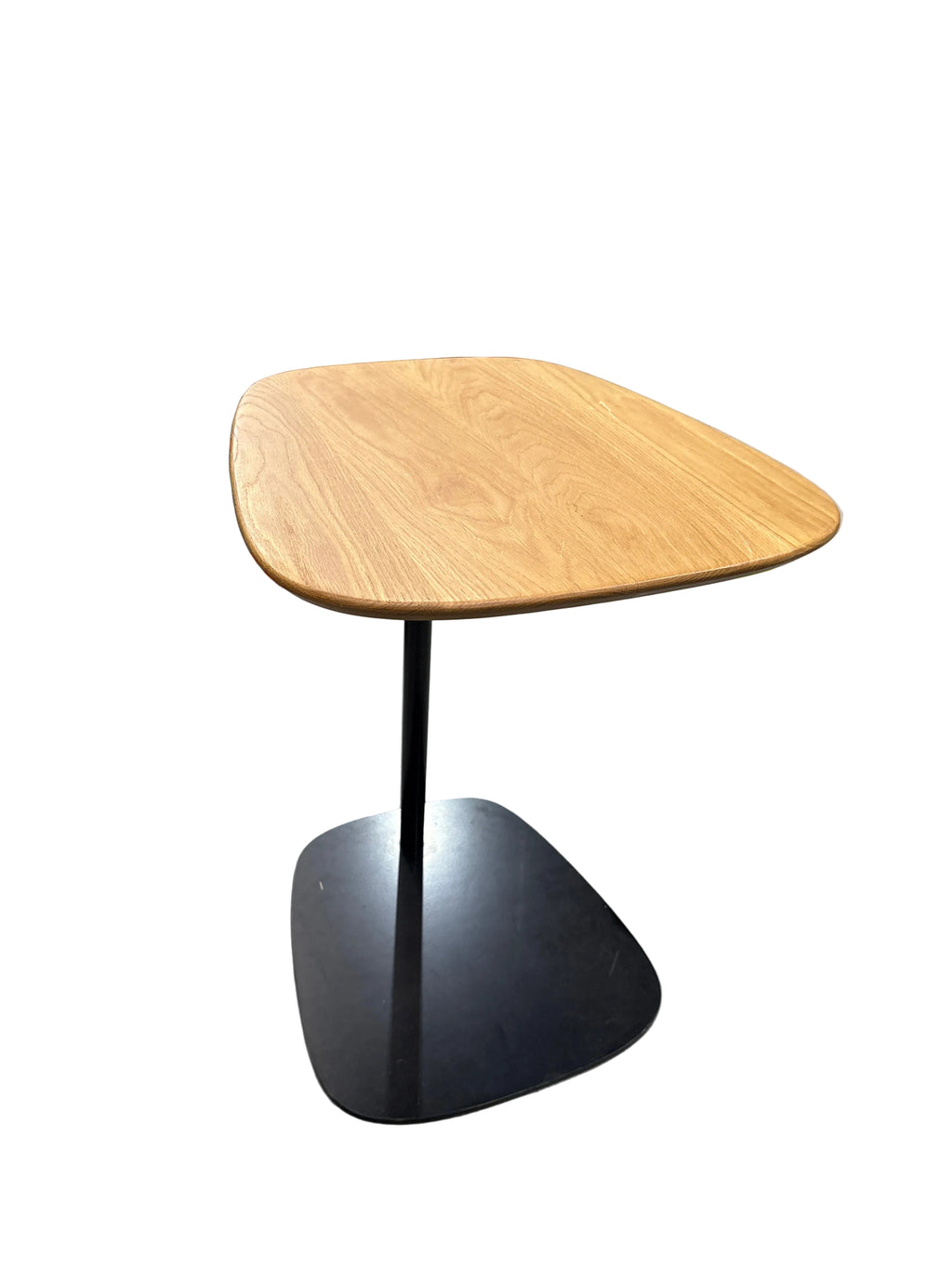 Cantilevered Asymmetrical Wooden Top Side Table