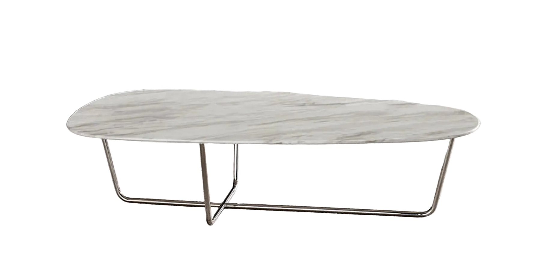 Sabrina Coffee Table Polished Stainless Steel with Marble