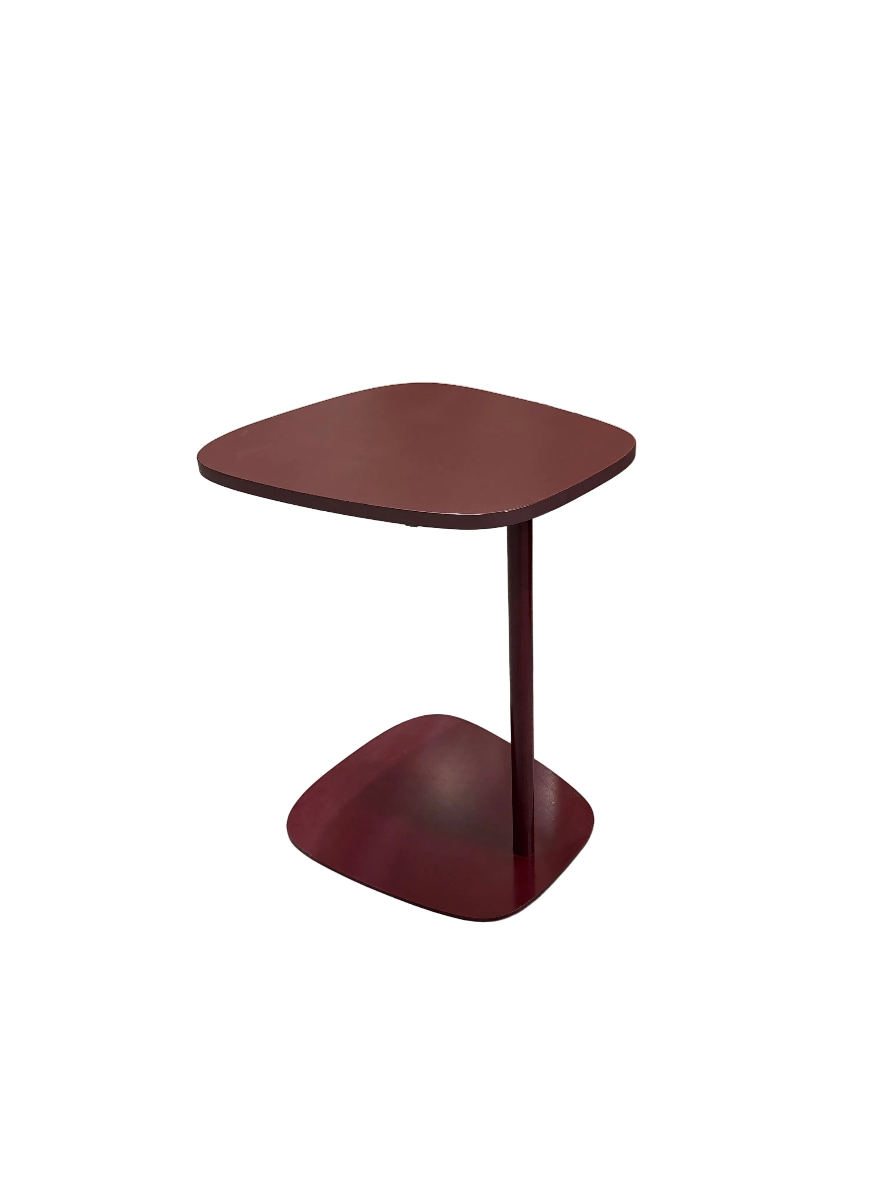 Cantilevered Asymmetrical Burgundy Side Table