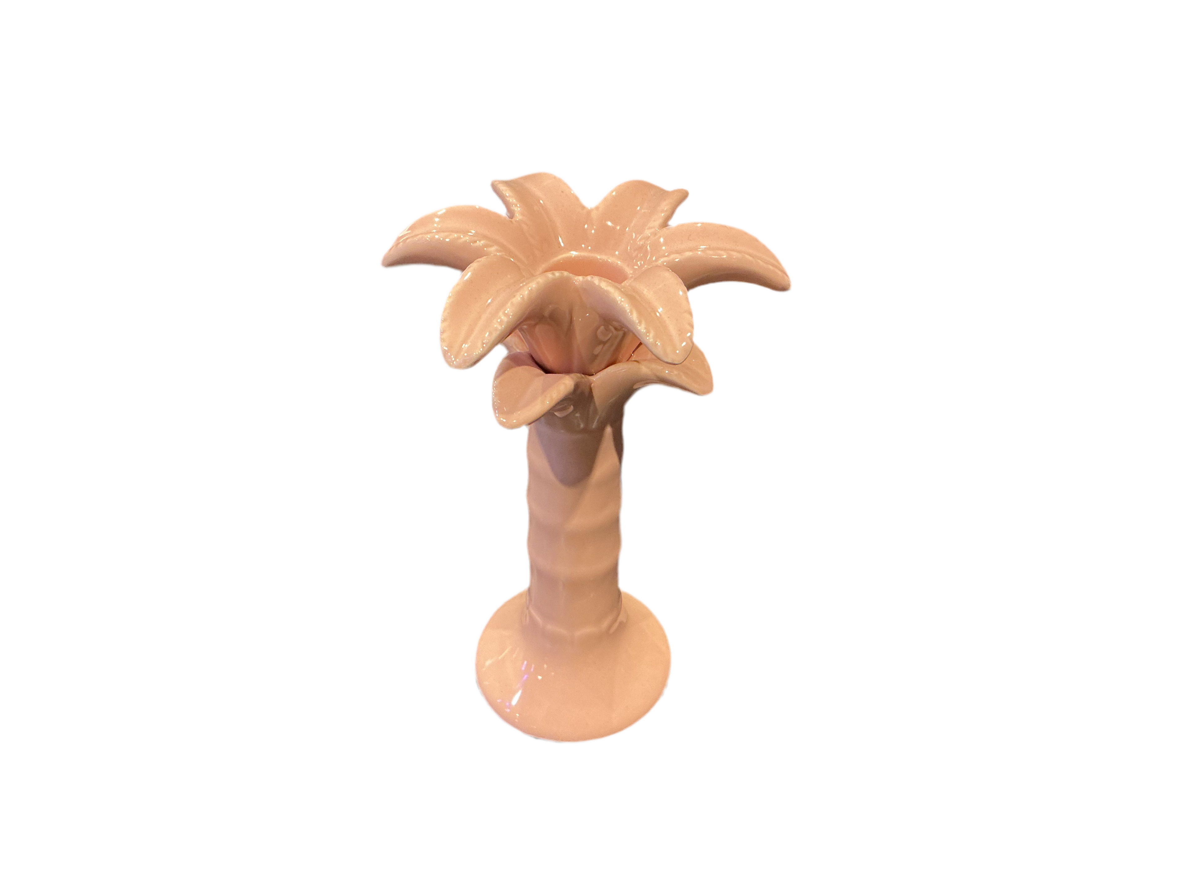 Large Pink Palm Candle Holder