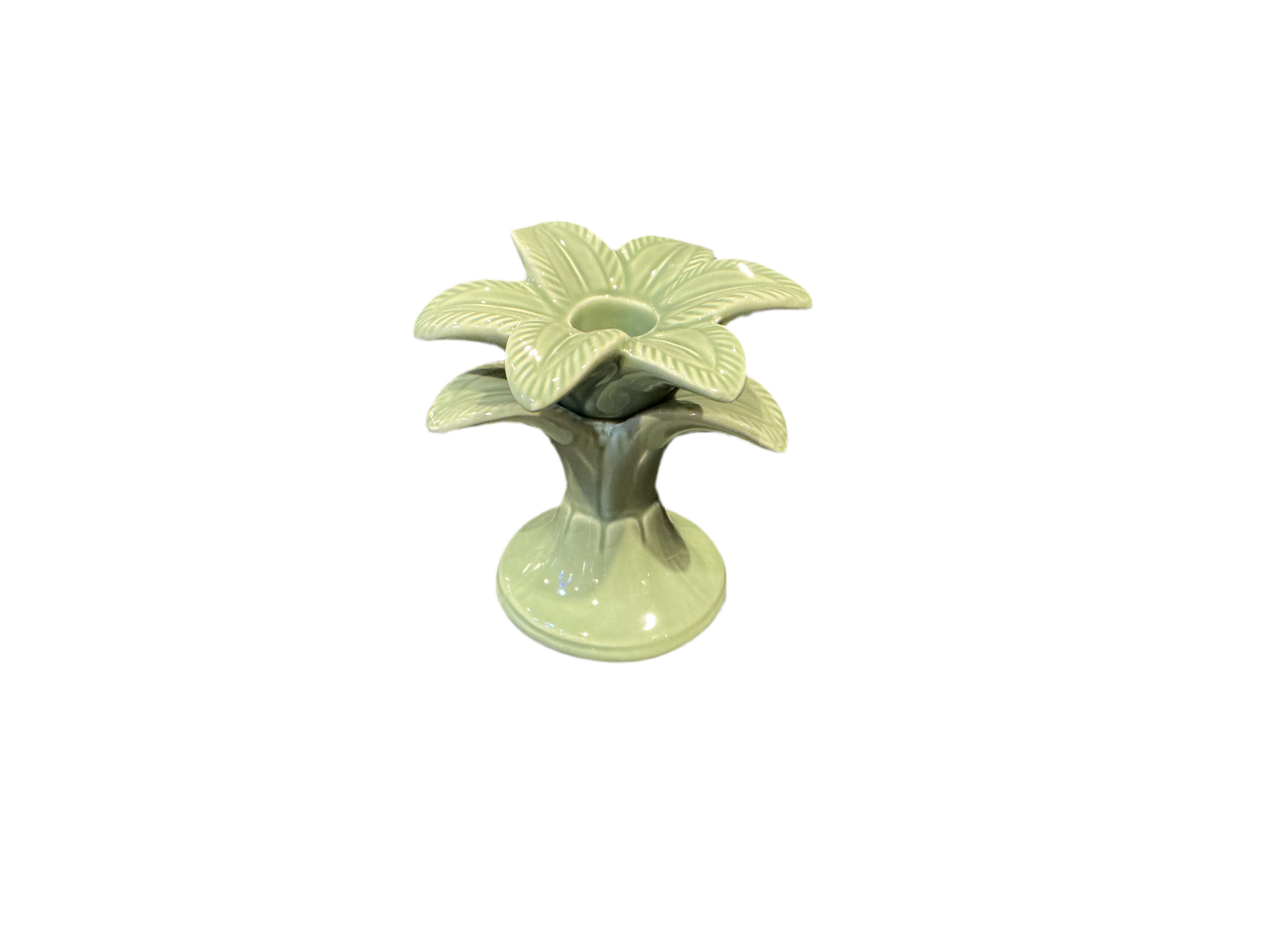 Small Green Palm Candle Holder