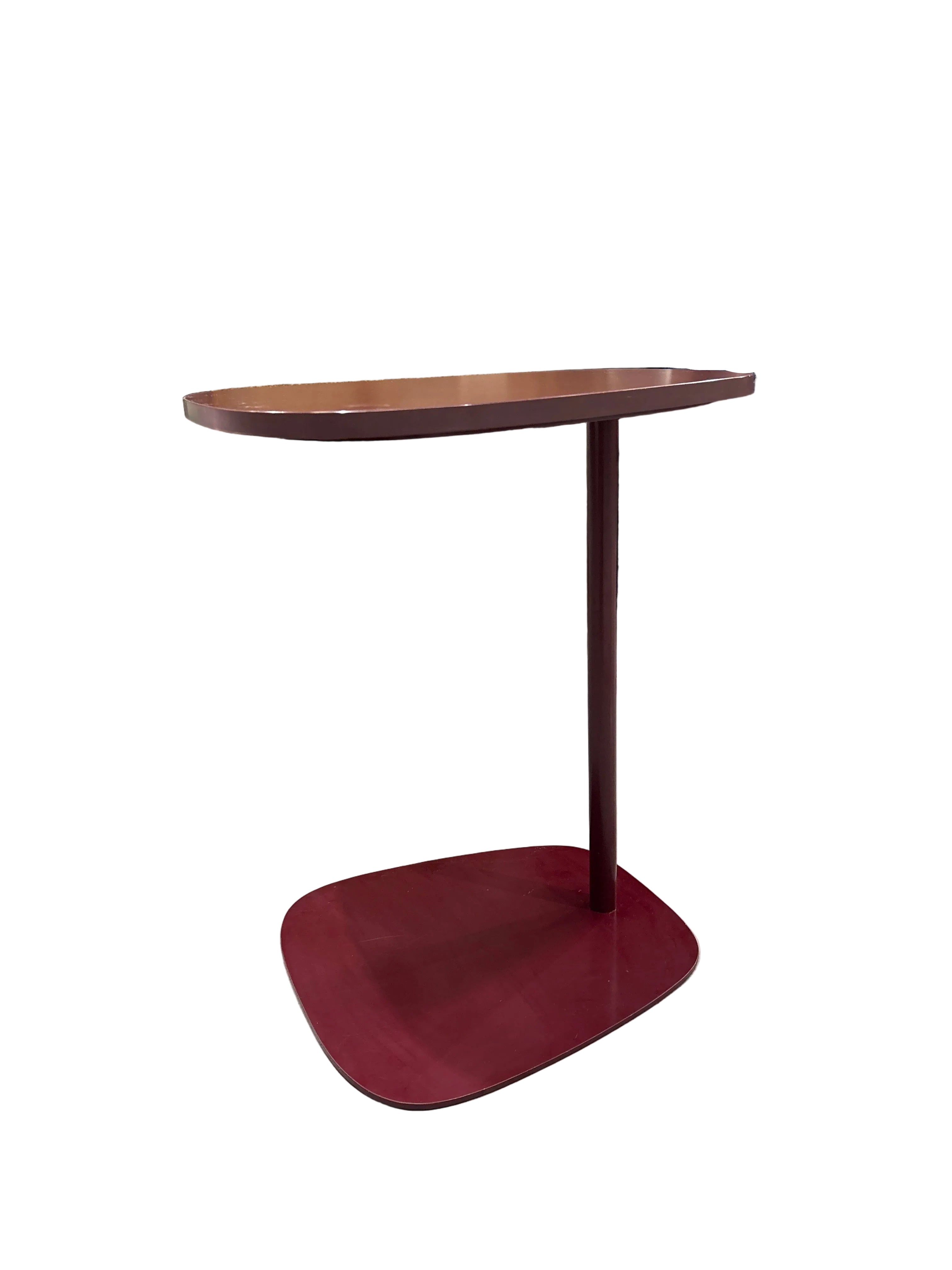 Cantilevered Asymmetrical Burgundy Side Table