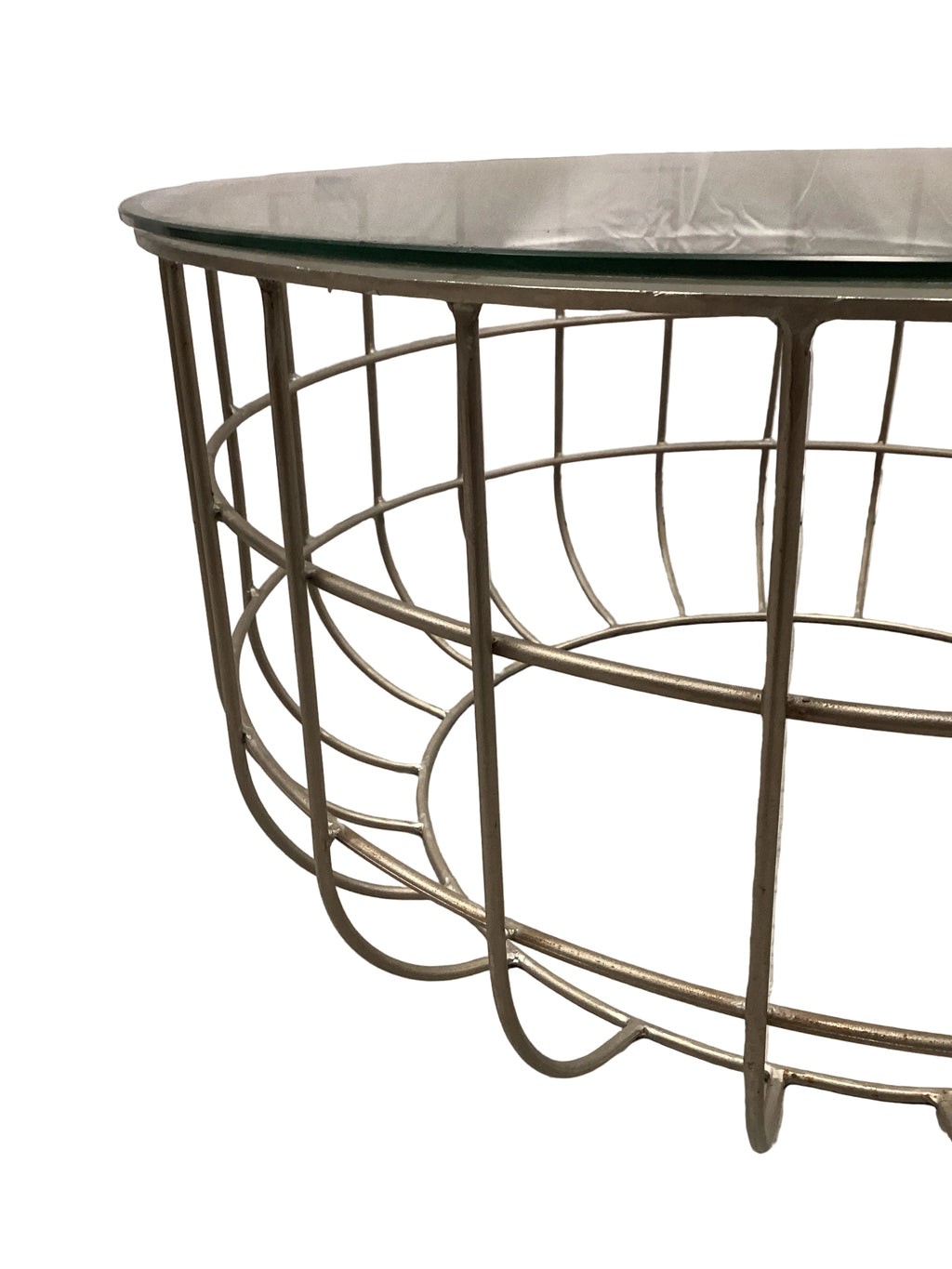 Metal Caged Coffee Table with Glass Top