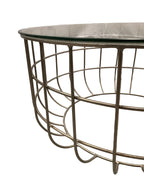 Metal Caged Coffee Table with Glass Top
