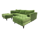 Draper Velvet Chaise Sofa Green Velvet