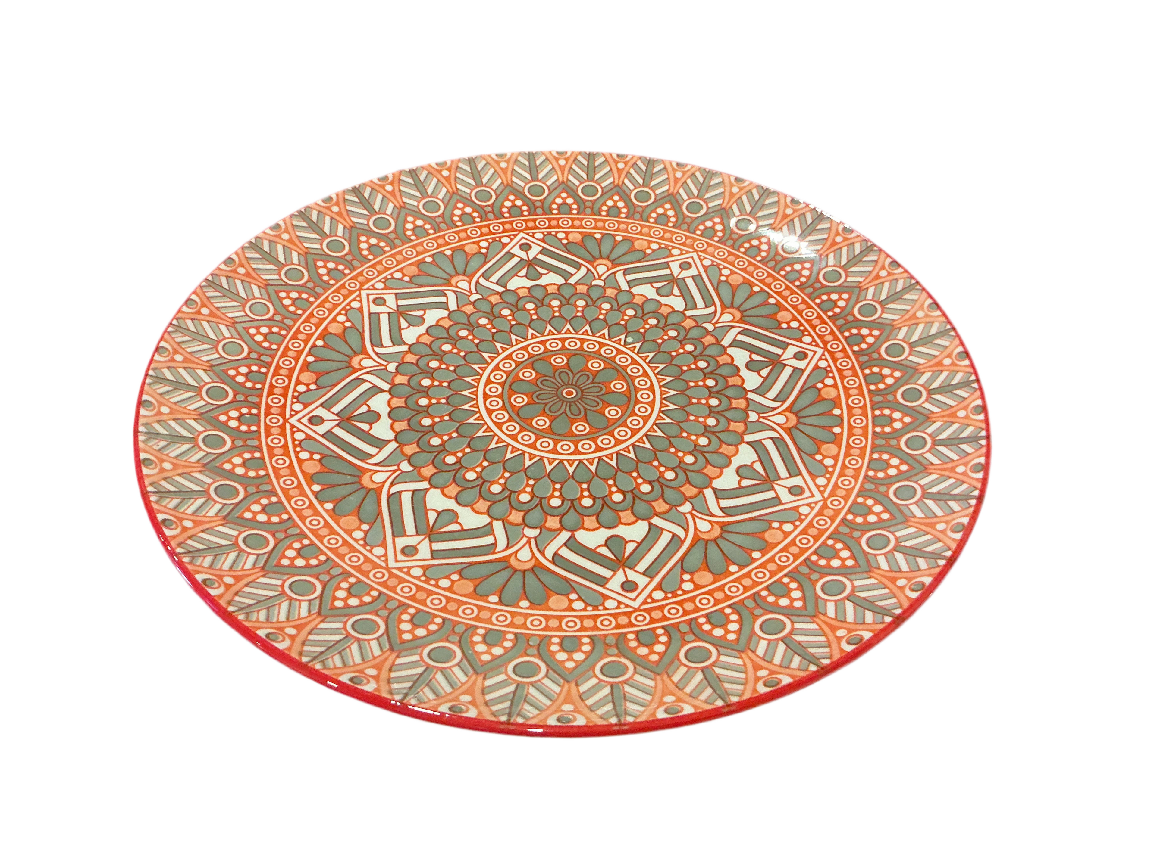 Ceramic Patterned Grey Dinner Plate